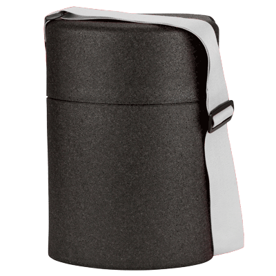 Afbeeldingen van Winecooler zwart 25x15x37 cm met witte riem (ucl)