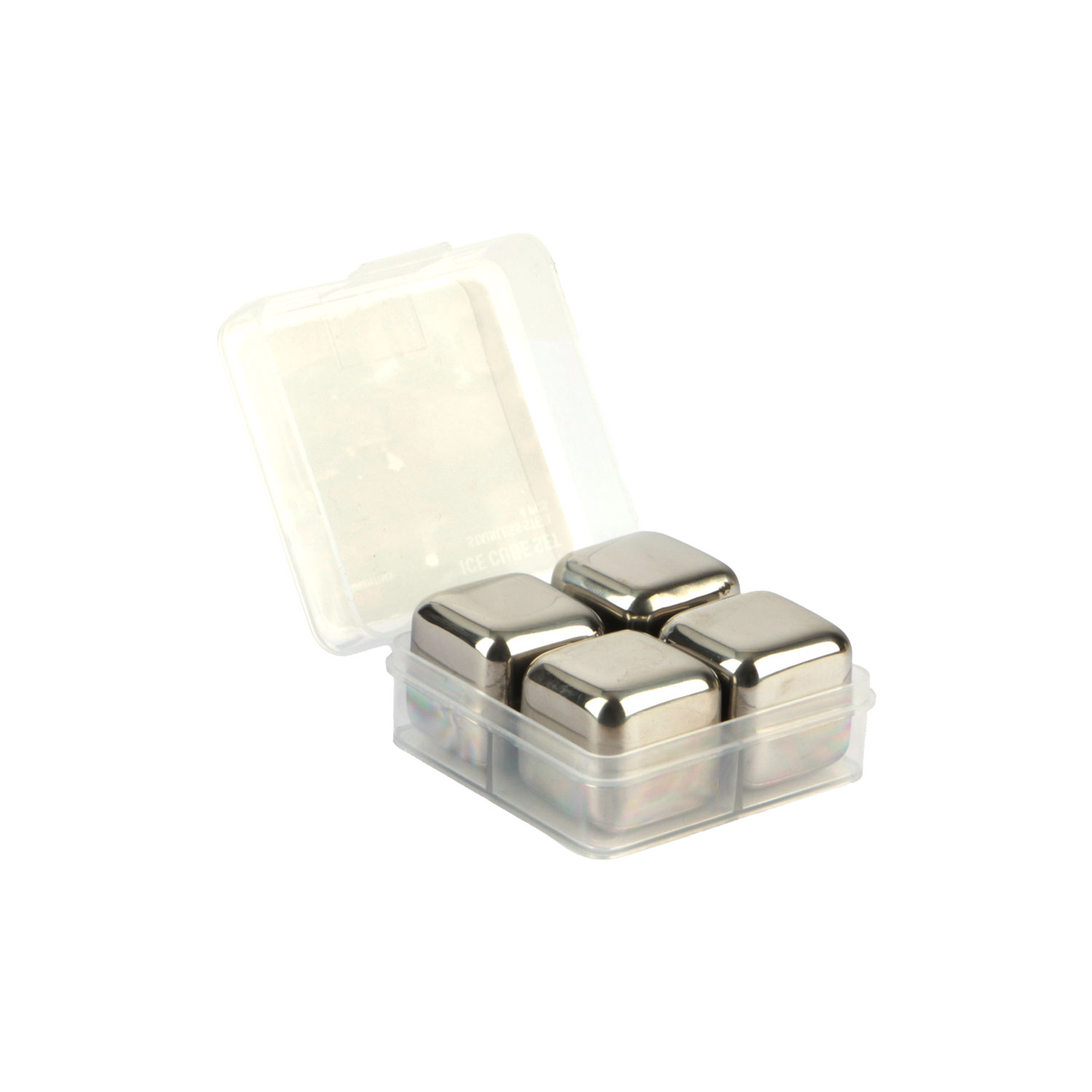 Afbeeldingen van Set à 4 ijsblokjes 6,3x6,3x3 cm rvs in box