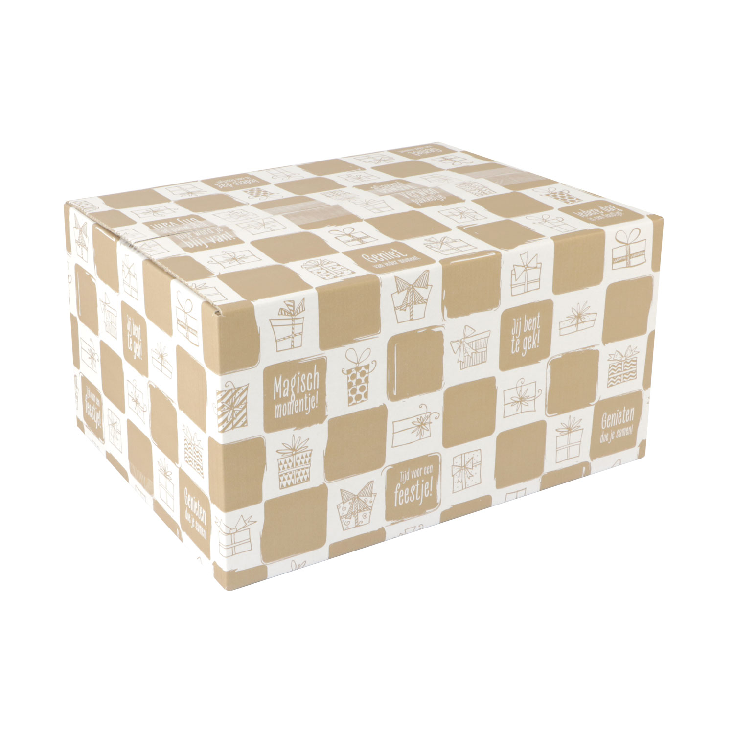 Afbeeldingen van Kerstdoos C200 cadeautjes 39x29x20 cm goud