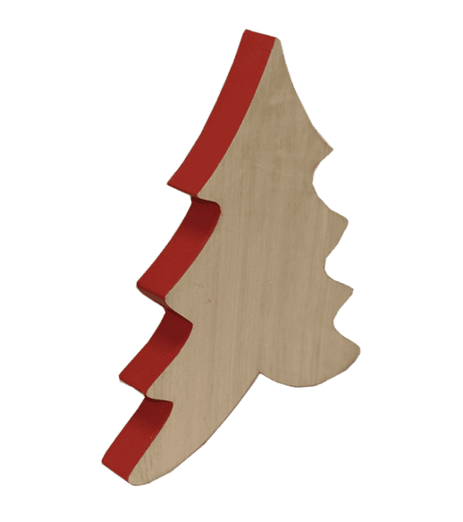 Afbeeldingen van Houten decoratie kerstboom rood 40x46x4,2 cm (uc)