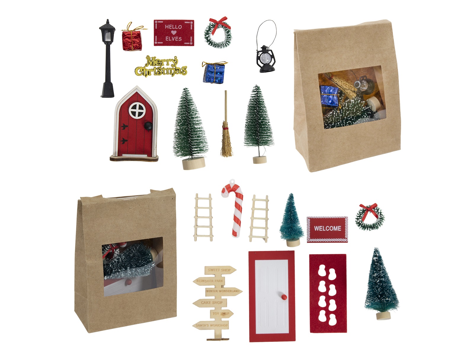 Afbeeldingen van Kerst miniatuur set in zak 2 assorti