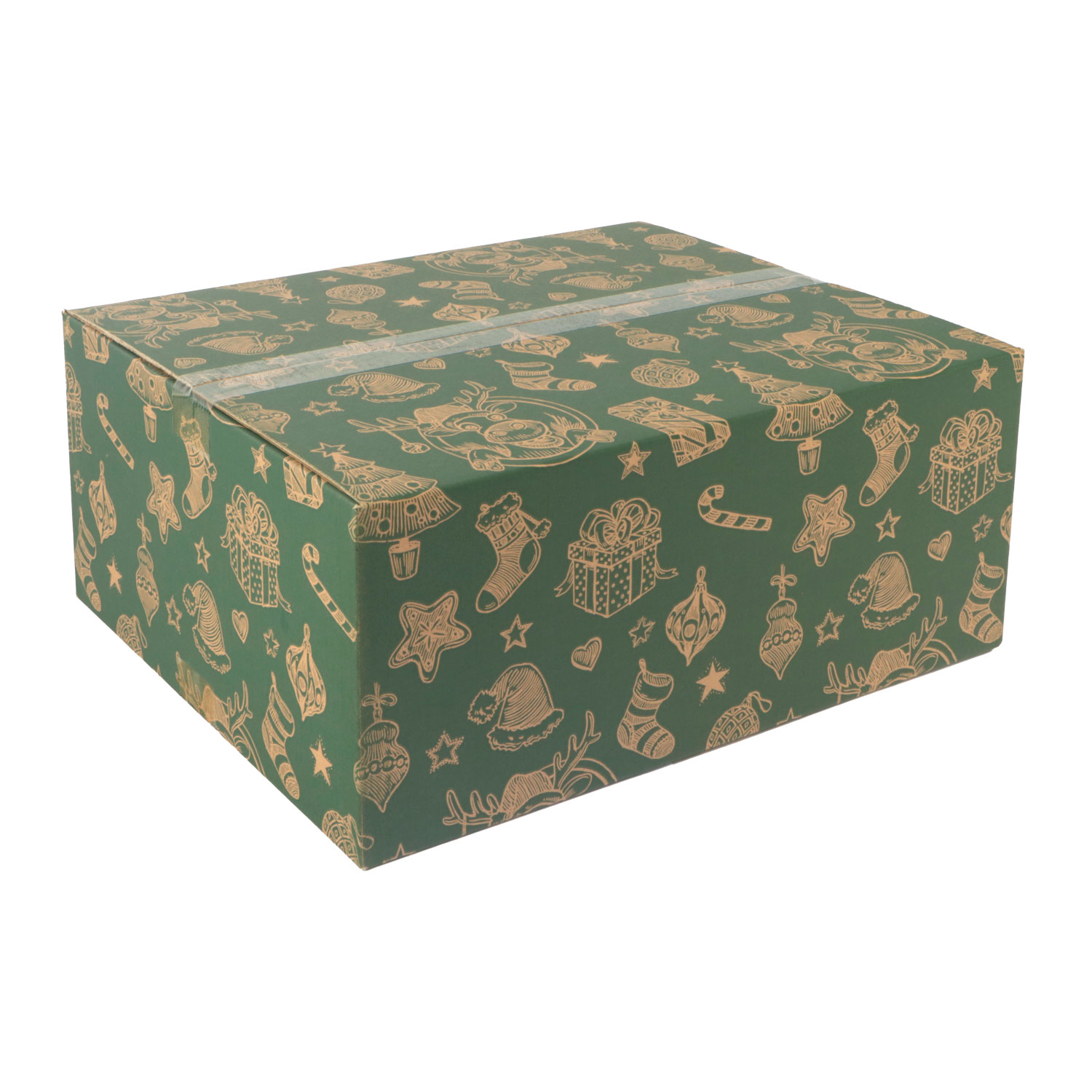 Afbeeldingen van Kerstdoos G150 rendier 49x39x15 cm groen
