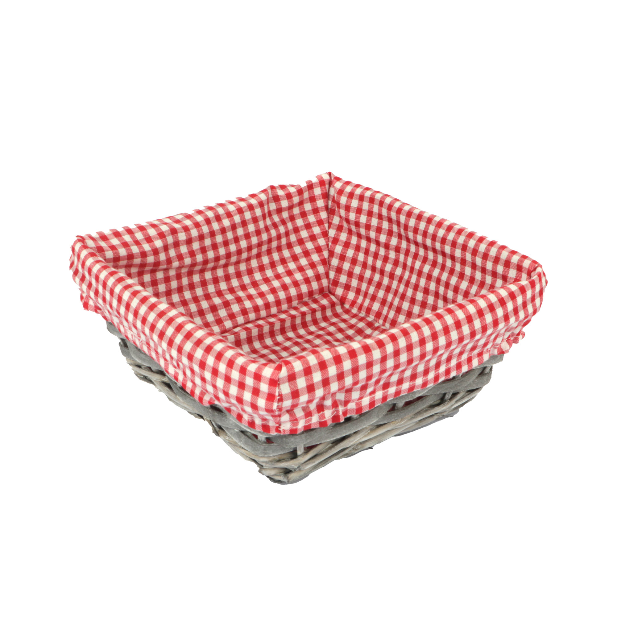 Afbeeldingen van Mand vierkant 19x19x8 cm met rode ruit voering