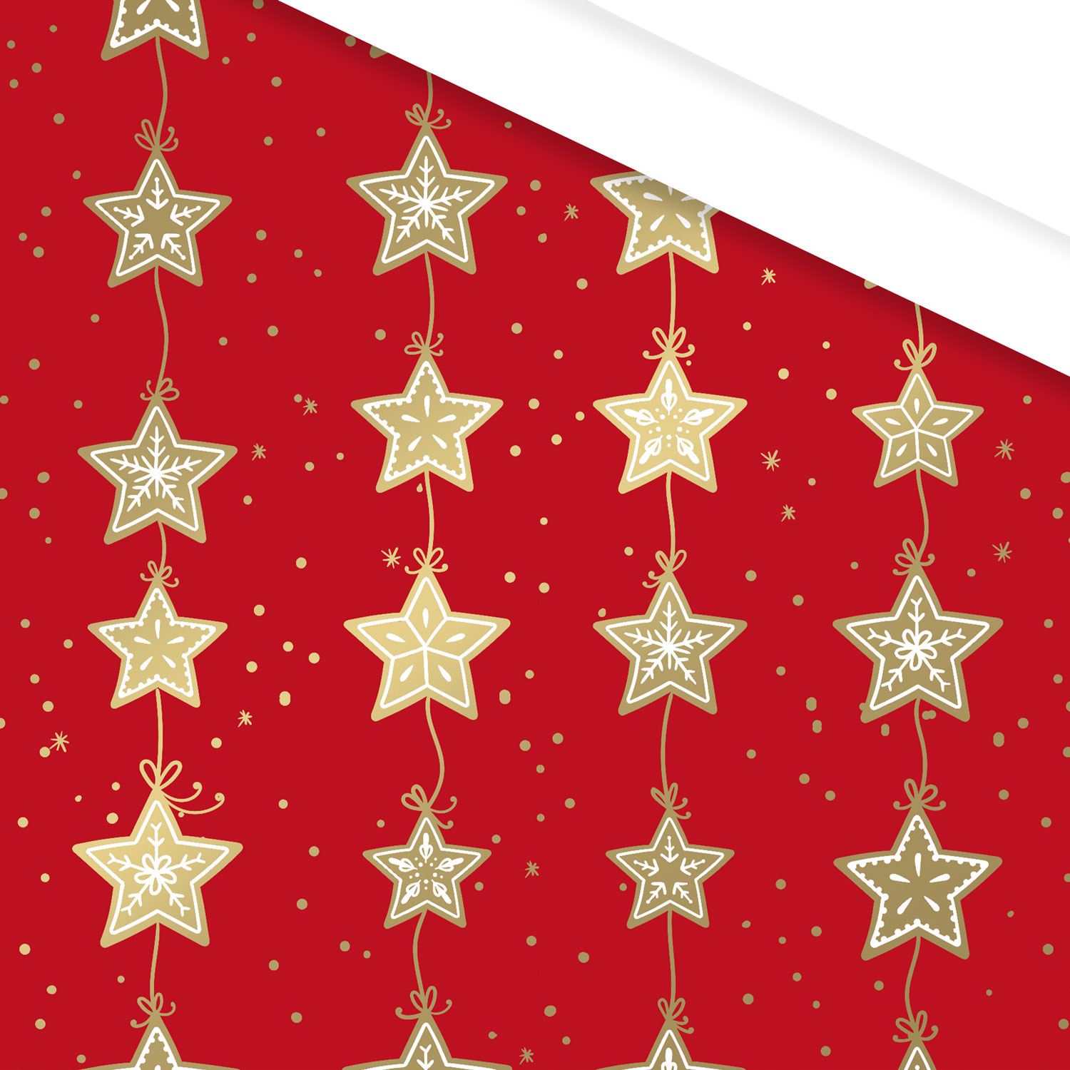 Afbeeldingen van Rol Kerstpapier 50 cm 100 mtr sterren rood/goud