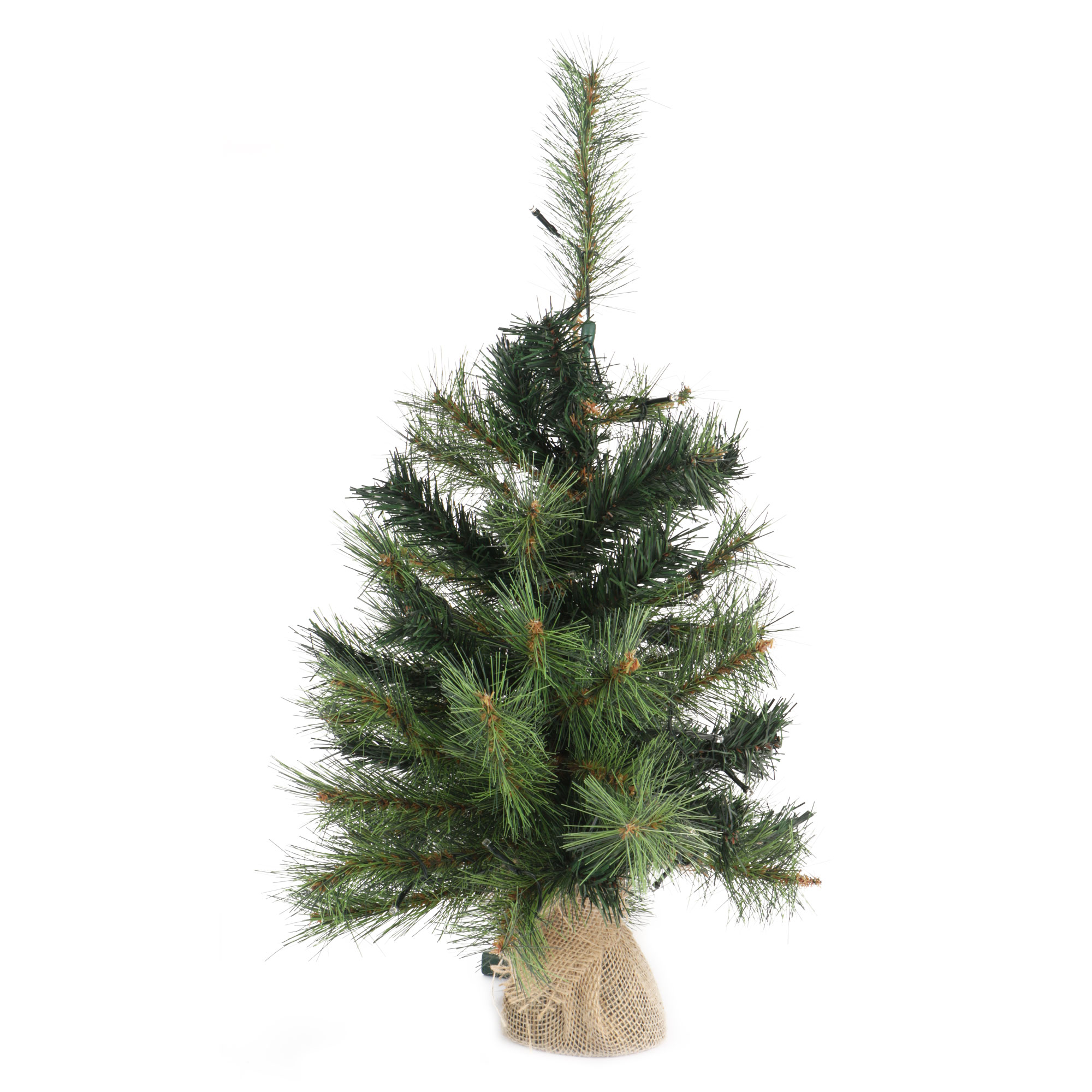 Afbeeldingen van Kerstboom 60 cm in jute zak, met led lampjes (ucl)