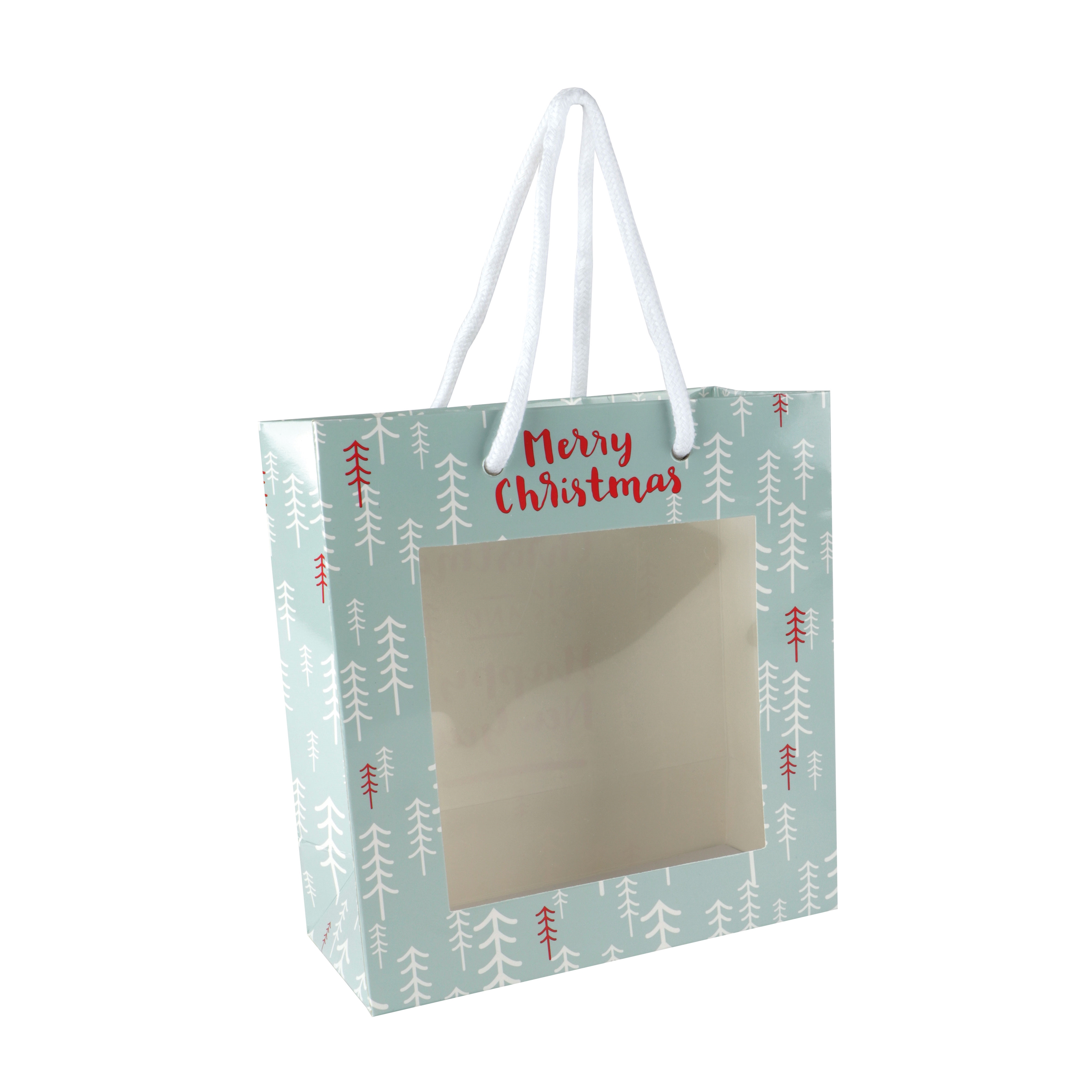 Afbeeldingen van Ds à 25 venstertas 18+8x19 cm Merry Christmas (blauw)