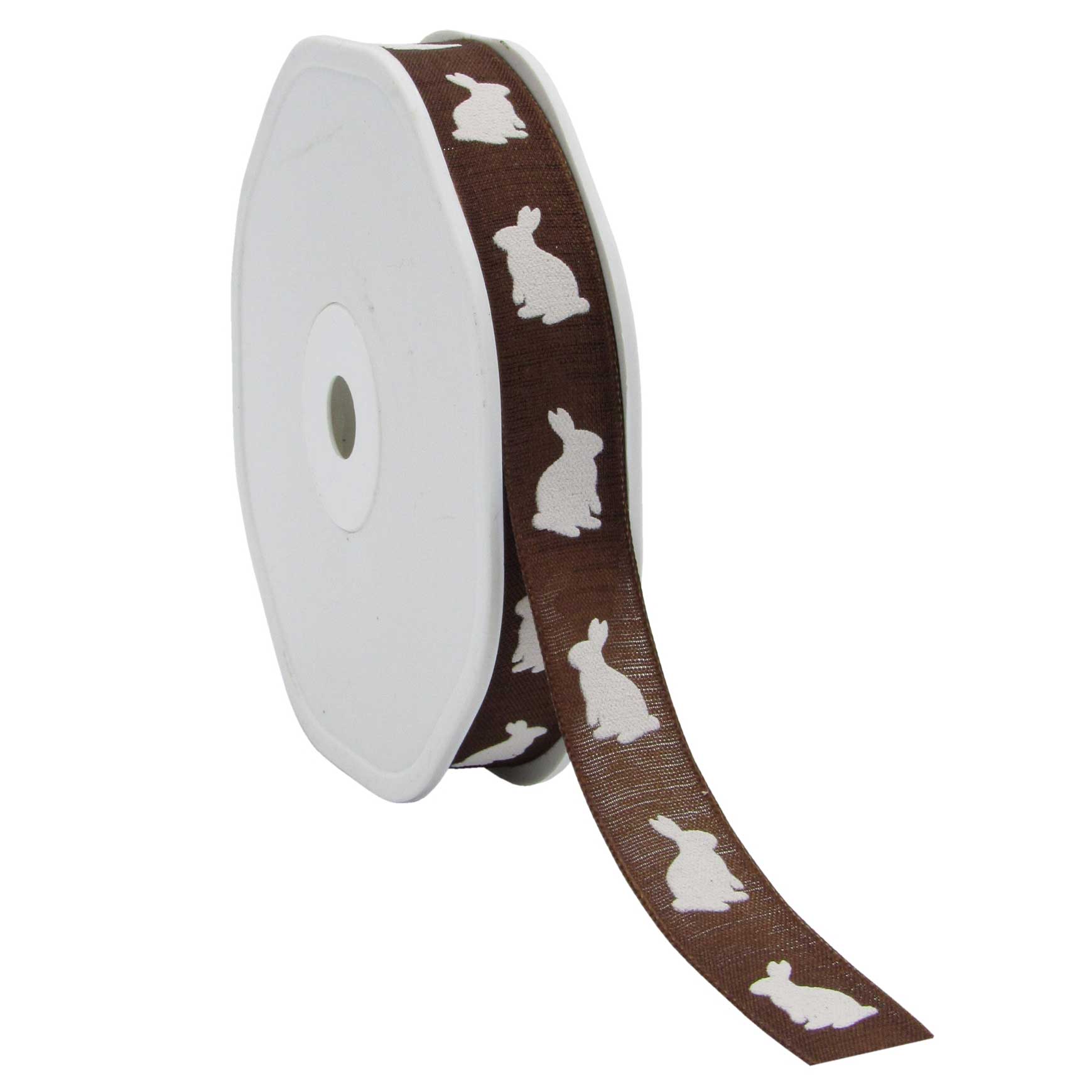 Afbeeldingen van Rol textiellint 16 mm 15 mtr Paashaas bruin (ucl)