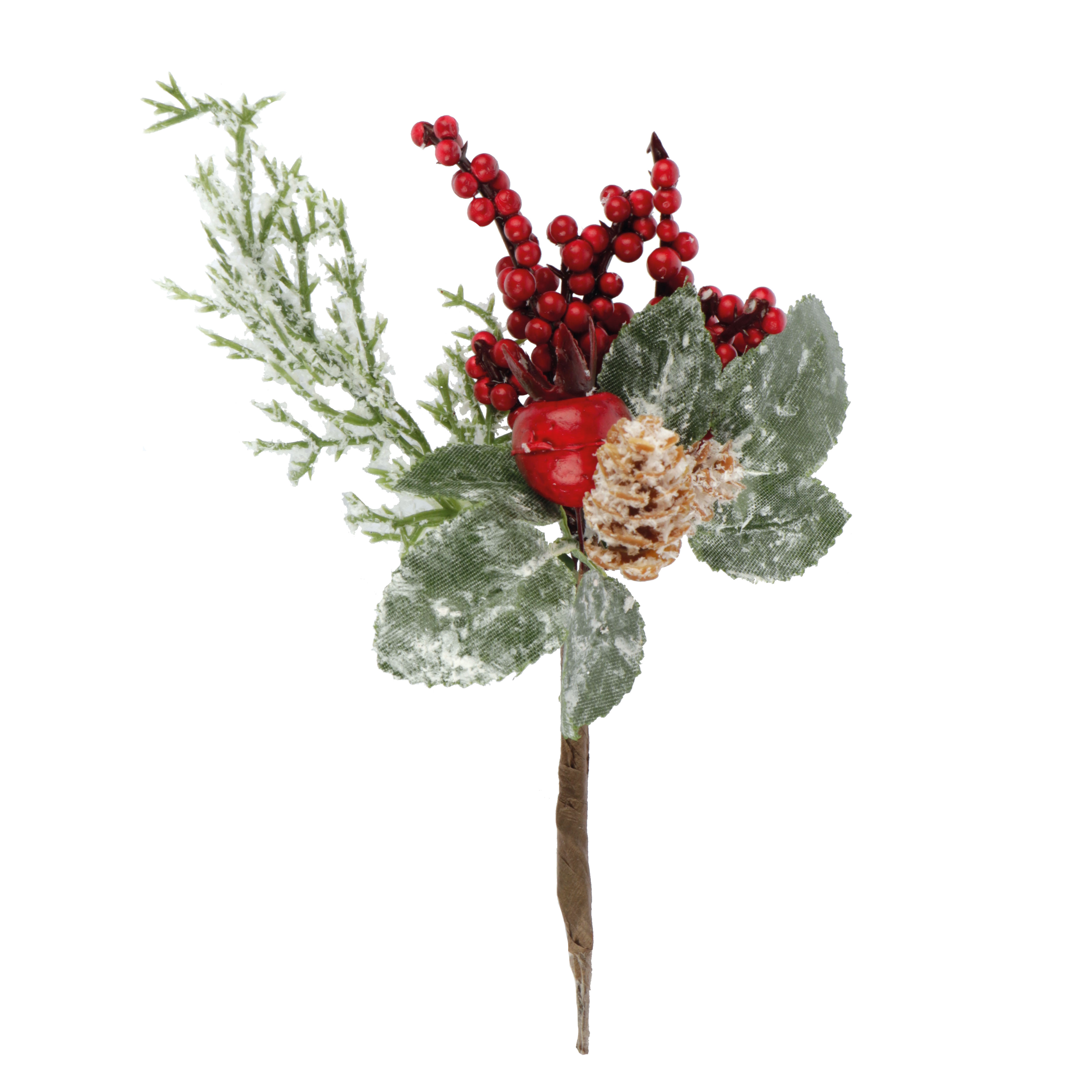 Picture of Pak à 12  Kersttakje 15 cm dennenappels en bessen (ucl)