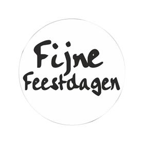 Afbeeldingen van Ds à 500 kado etiket 3,9 cm Fijne Feestdagen zwart/wit