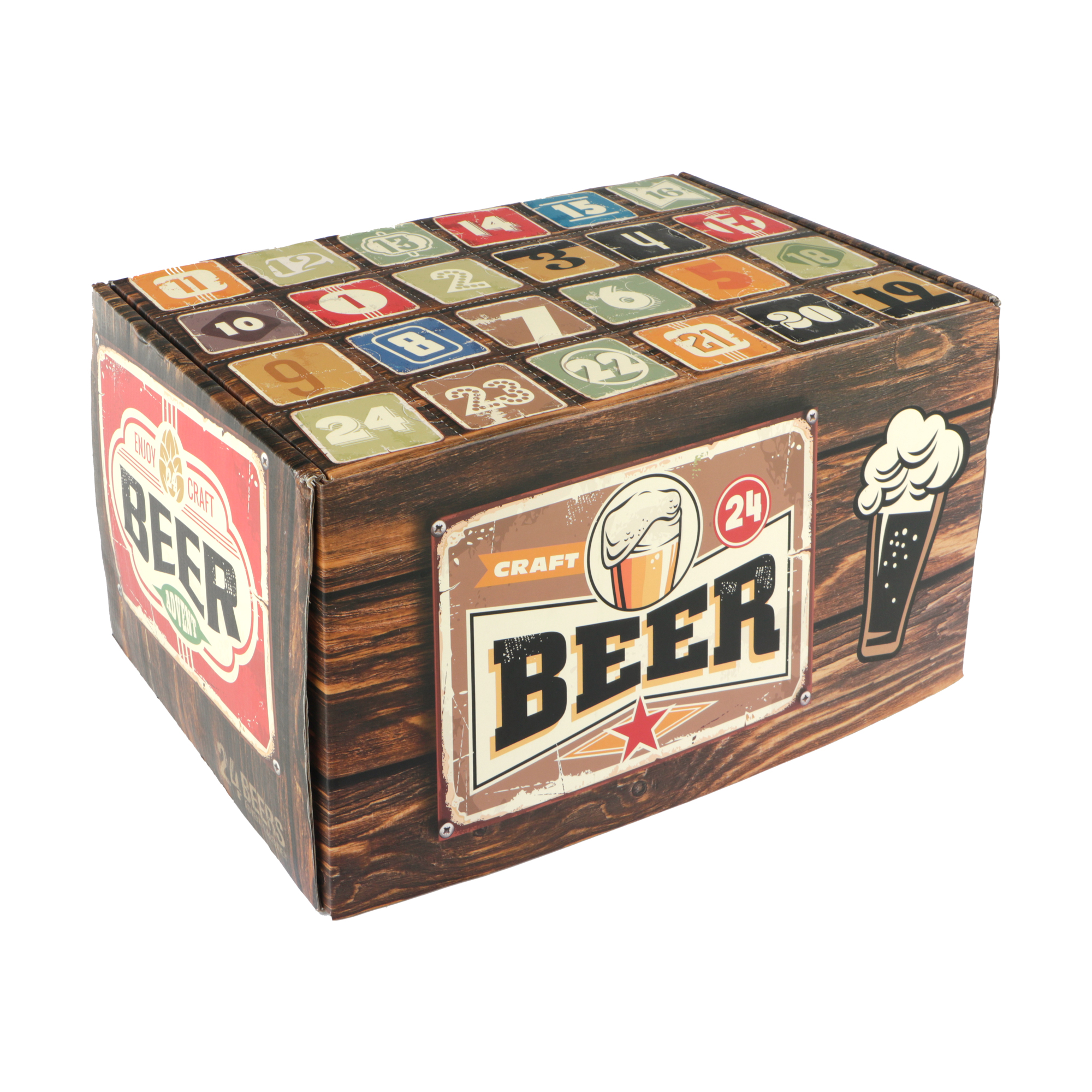 Afbeeldingen van Bier geschenkdoos 45x28,5x23,5 cm Advent Vintage Beer