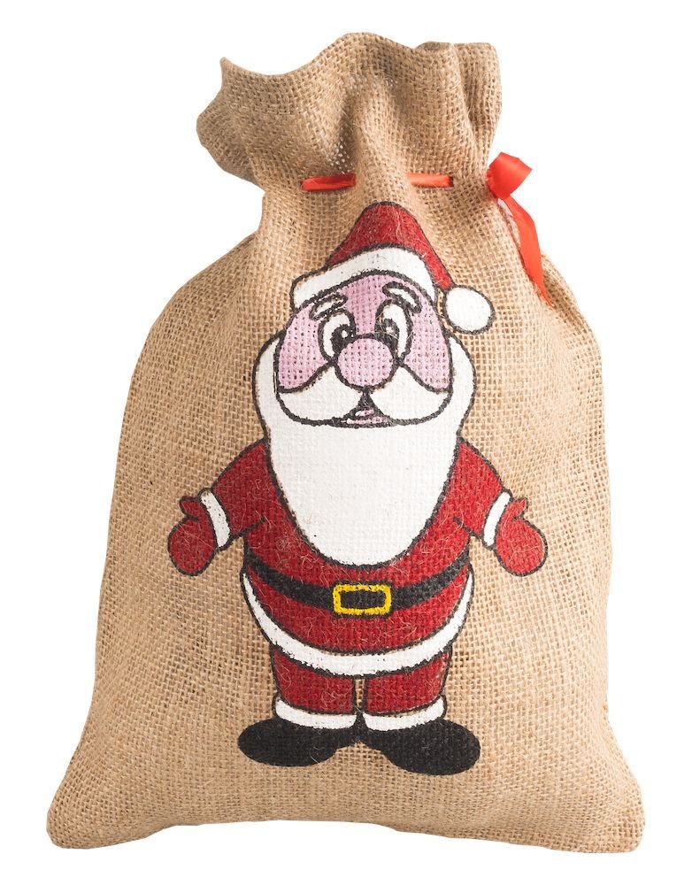 Afbeeldingen van Pak à 25 jute zak 18x25 cm kerstman