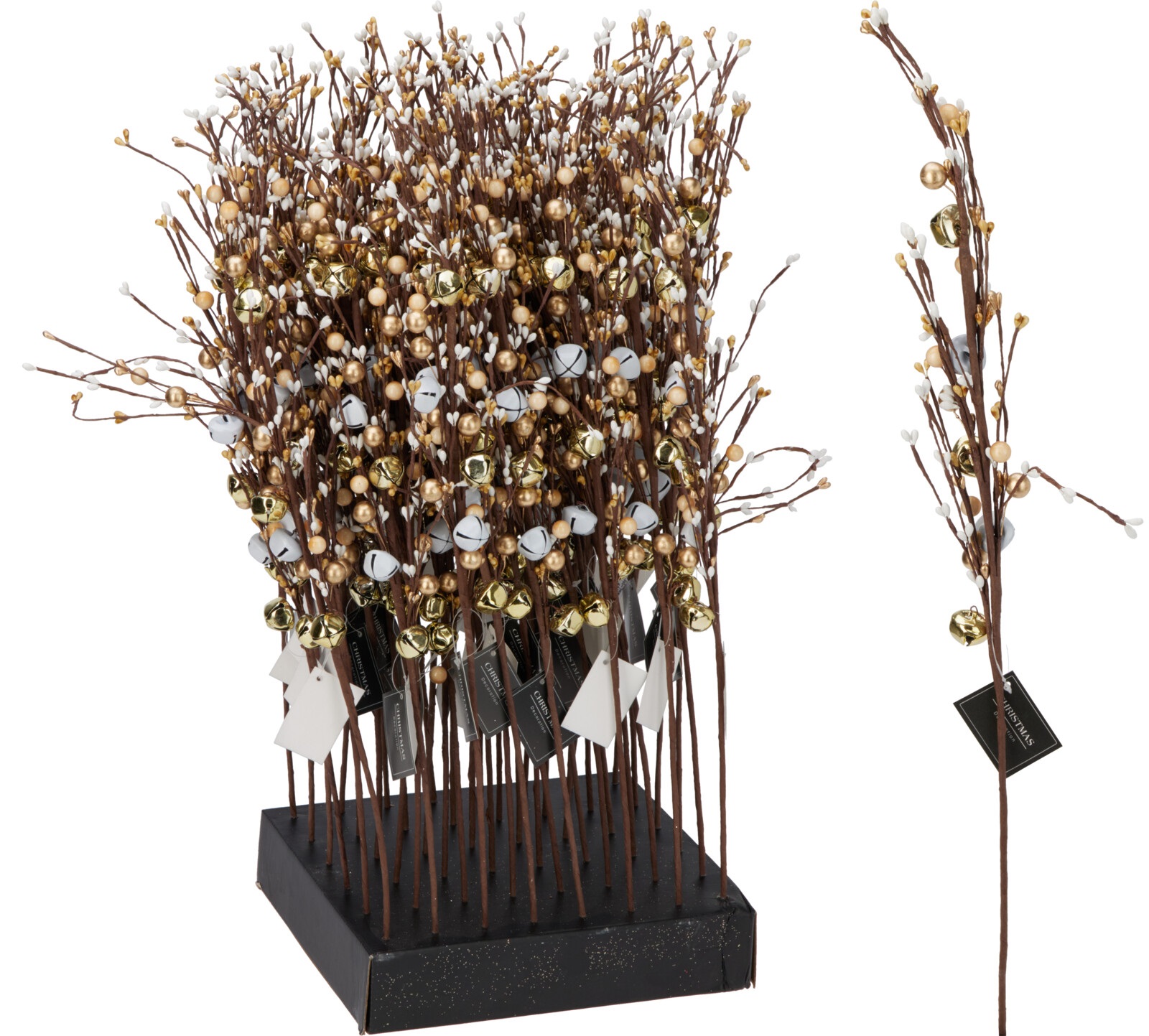 Afbeeldingen van Kerst tak 60 cm goud/wit