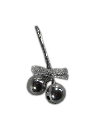 Afbeeldingen van Ds à 100 belletje zilver met strikje 5 cm 