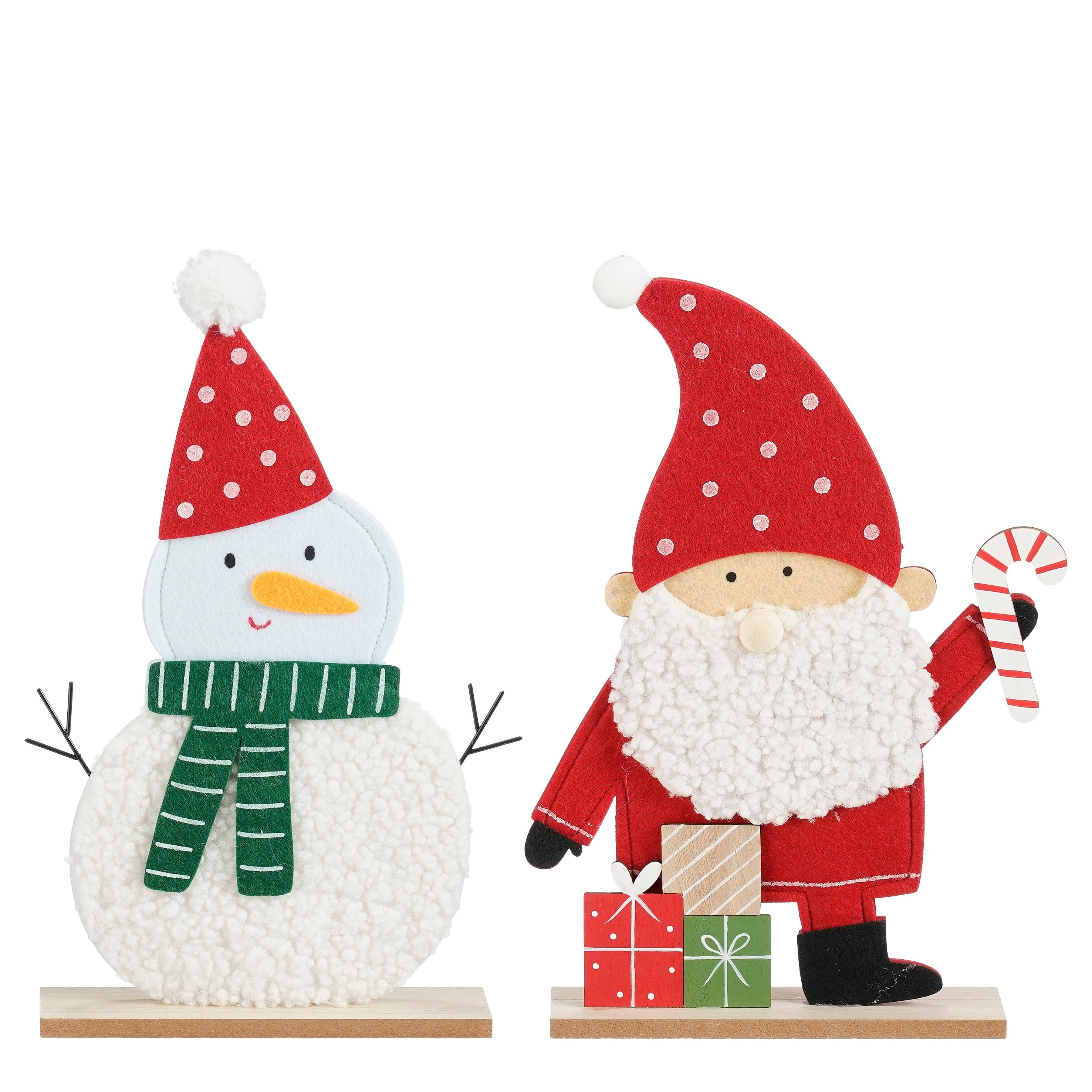 Afbeeldingen van Decoratie kerstman/sneeuwman vilt 23x1x34 cm assorti