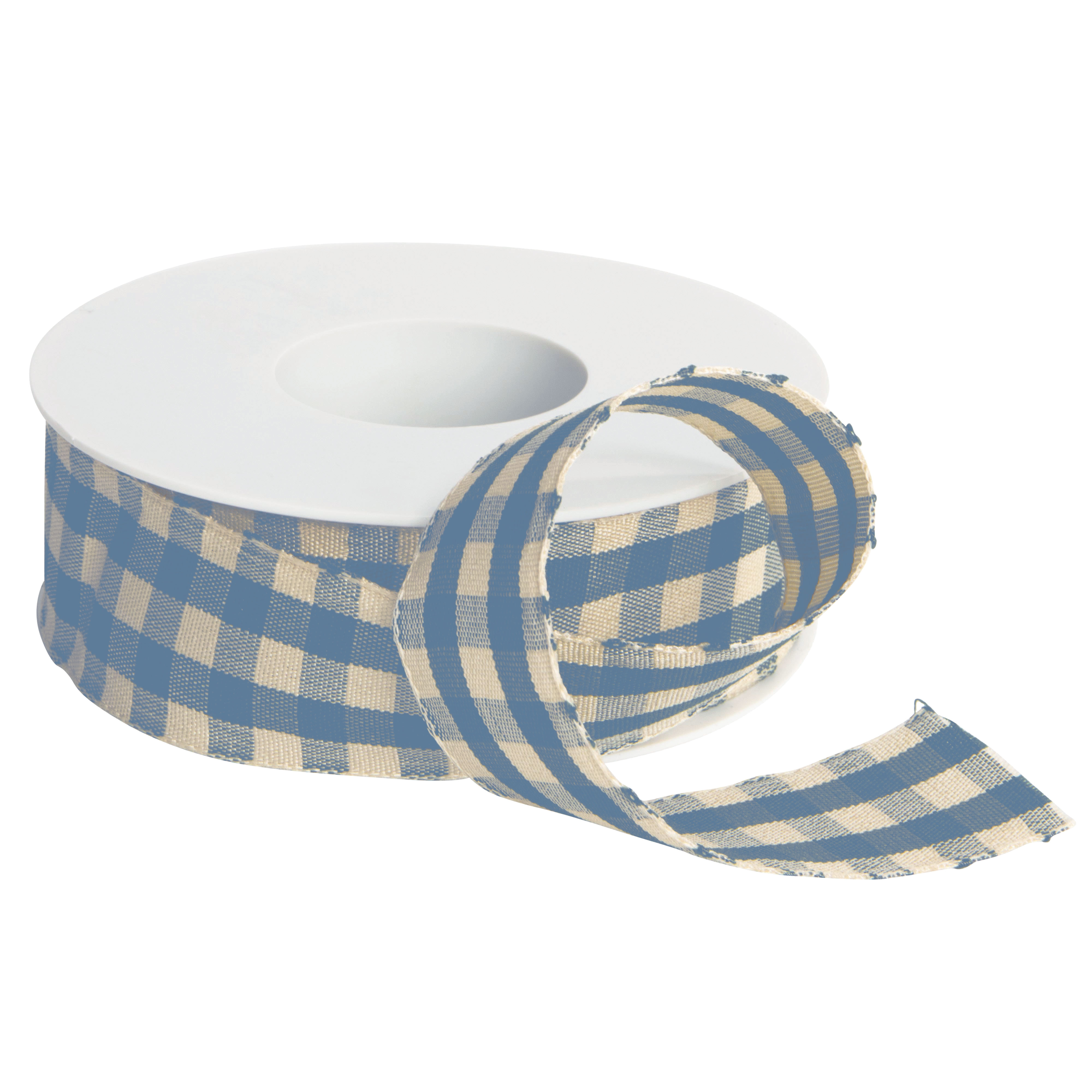 Afbeeldingen van Rol textiellint 30 mm 15 mtr lichtblauw/crème geruit (uc)