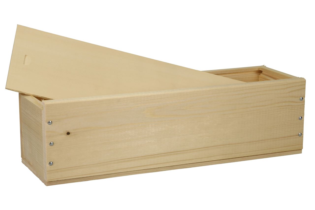 Afbeeldingen van Kist met houten schuifdeksel, 1 fles