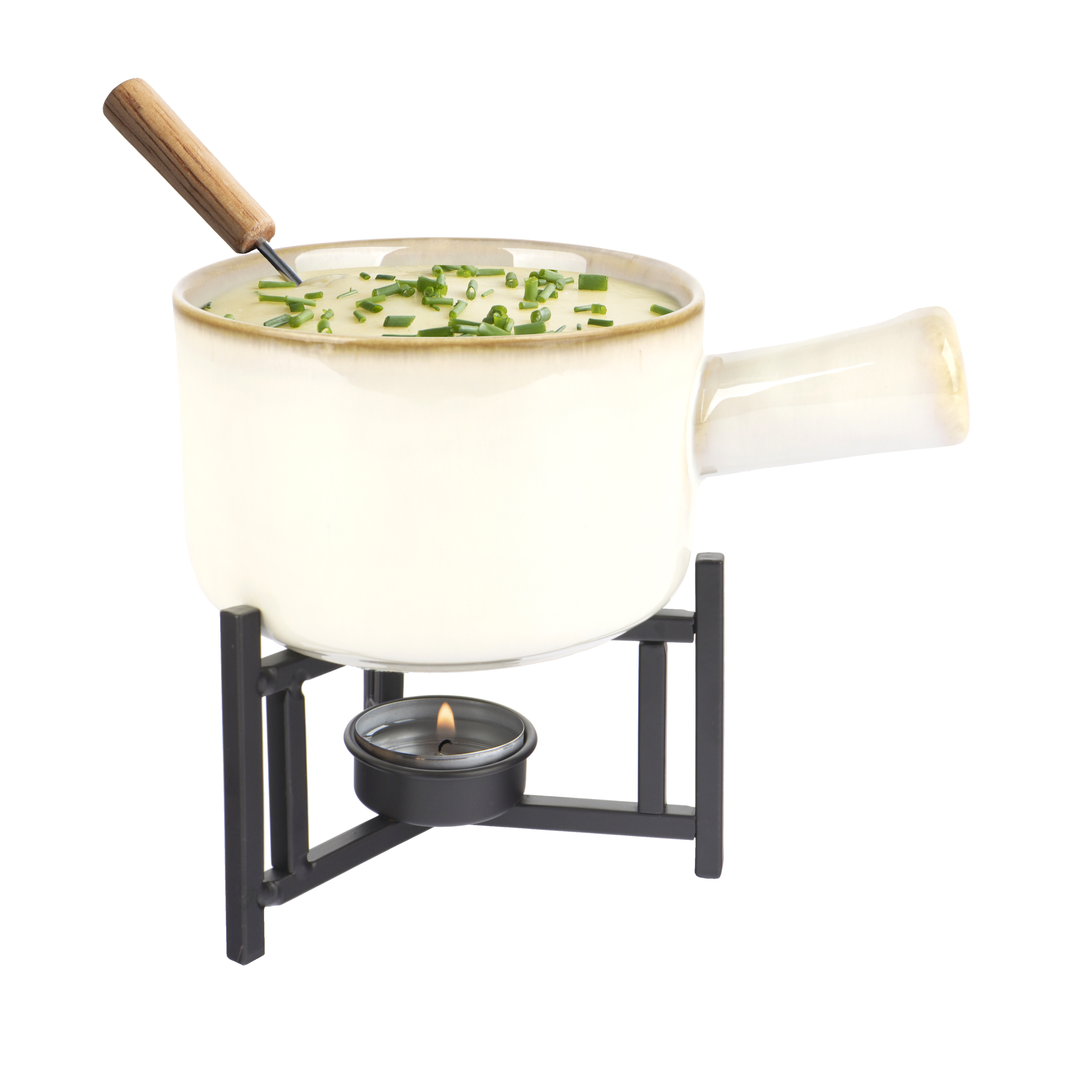 Afbeeldingen van Fondueset met 2 vorkjes crème 