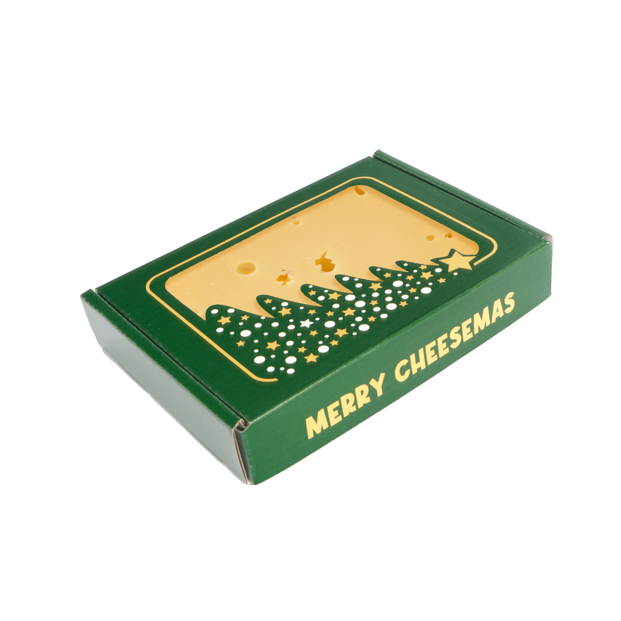 Afbeeldingen van Ds à 50 letterdoosje 17x12x3 cm Merry CHEESEmas groen/geel