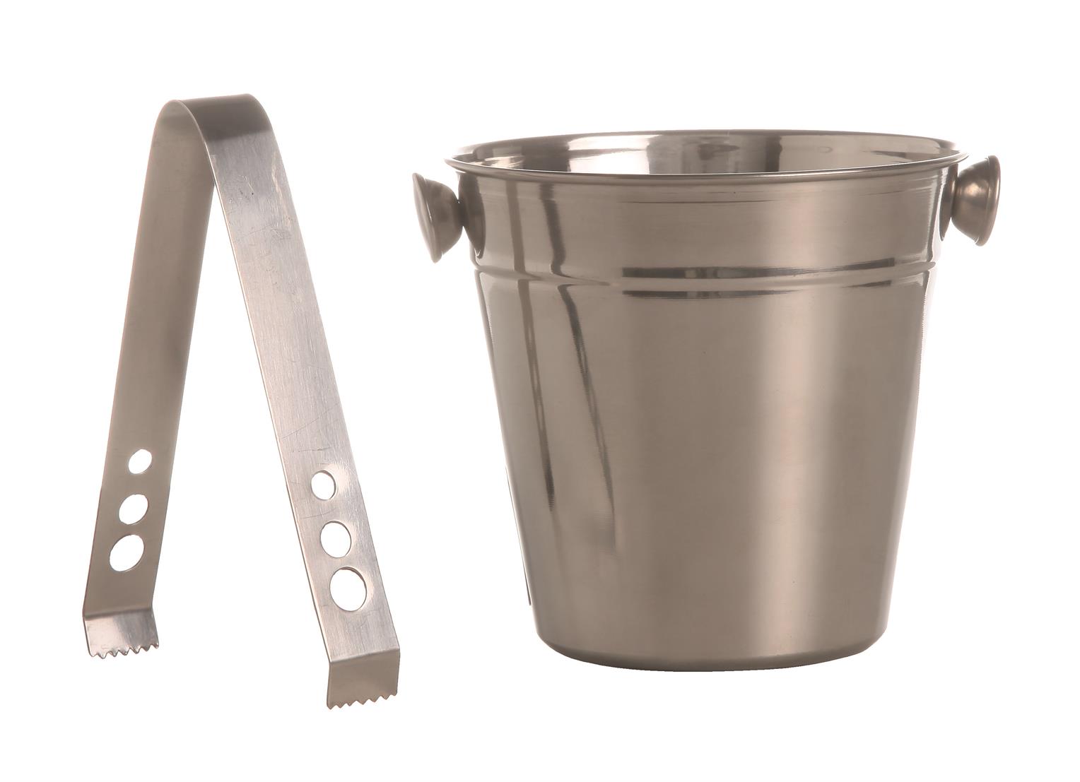 Afbeeldingen van IJsemmertje rvs met tang  12x12 cm