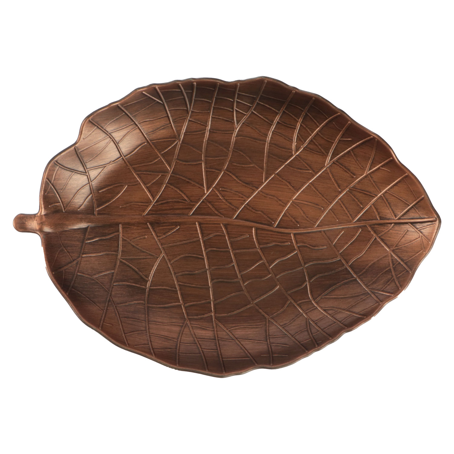 Afbeeldingen van Decoratiebord blad koper 40x28x4,5 cm