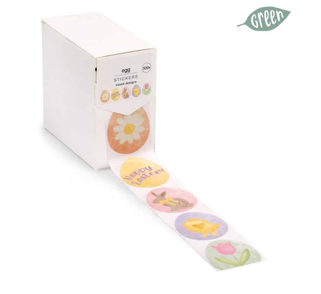 Afbeeldingen van Rol à 500 etiket 4 cm Egg (5 dessins per rol)
