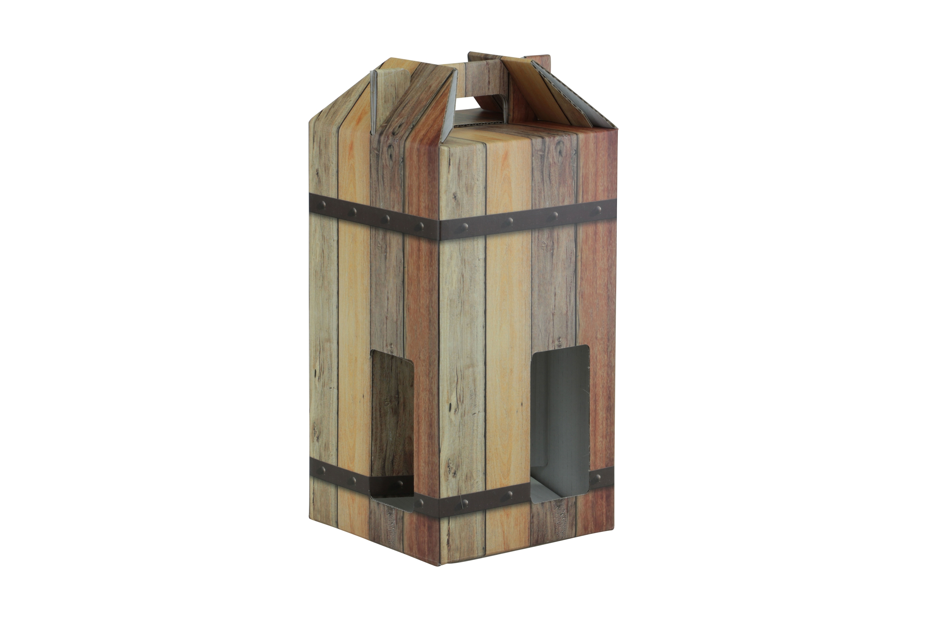 Afbeeldingen van Draagkarton 4 fles Rovere 18x18x33 cm inw. met venster (ucl)