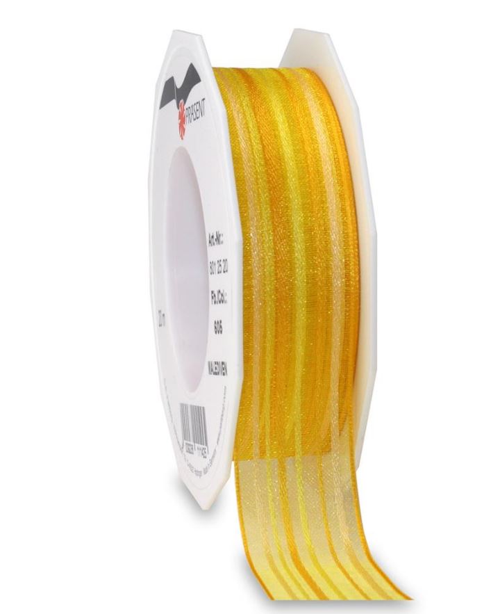 Afbeeldingen van Rol organzalint 25 mm 20 mtr geel gestreept
