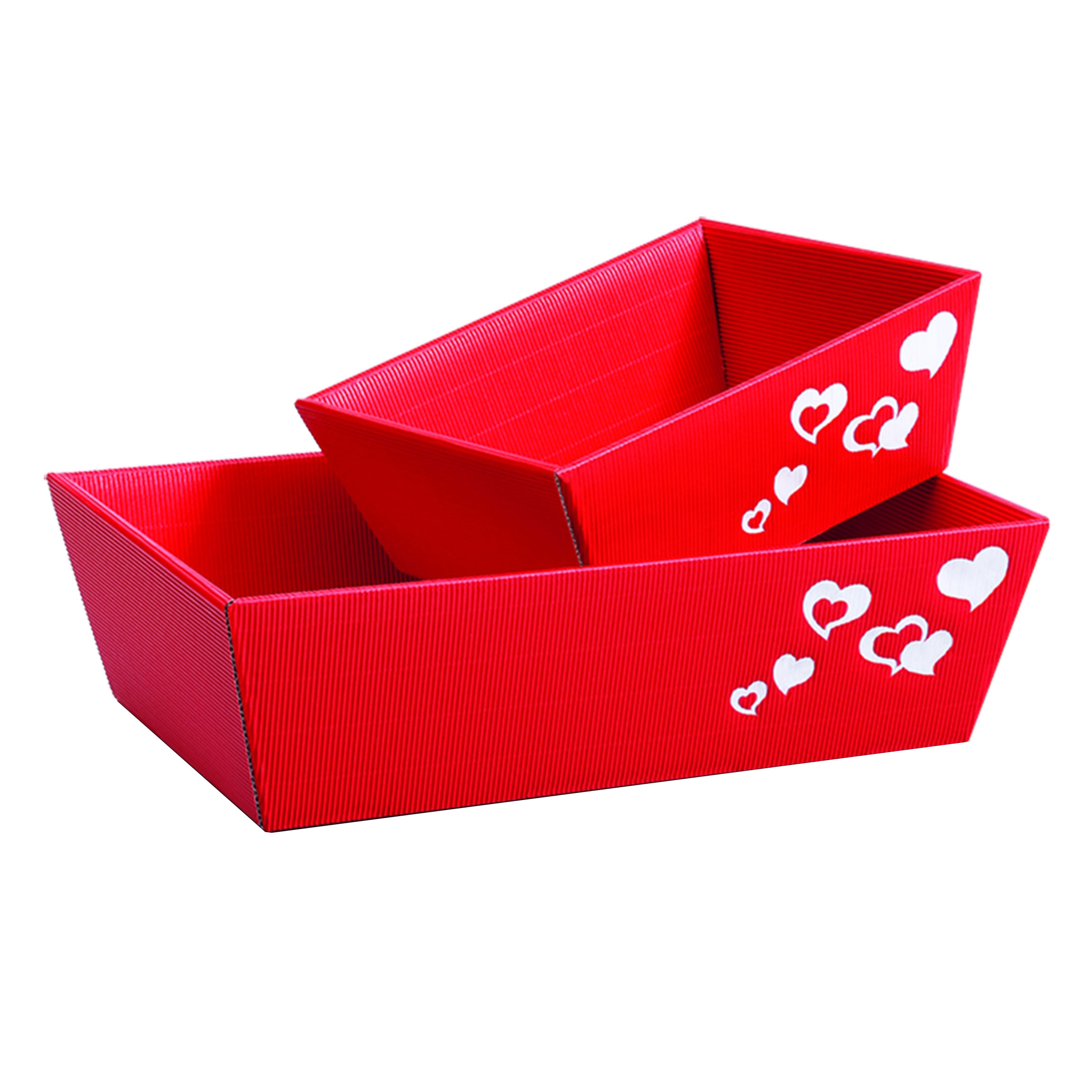Afbeeldingen van Ds à 25 kartonnen bak 23x20x9,5 cm rood/hart