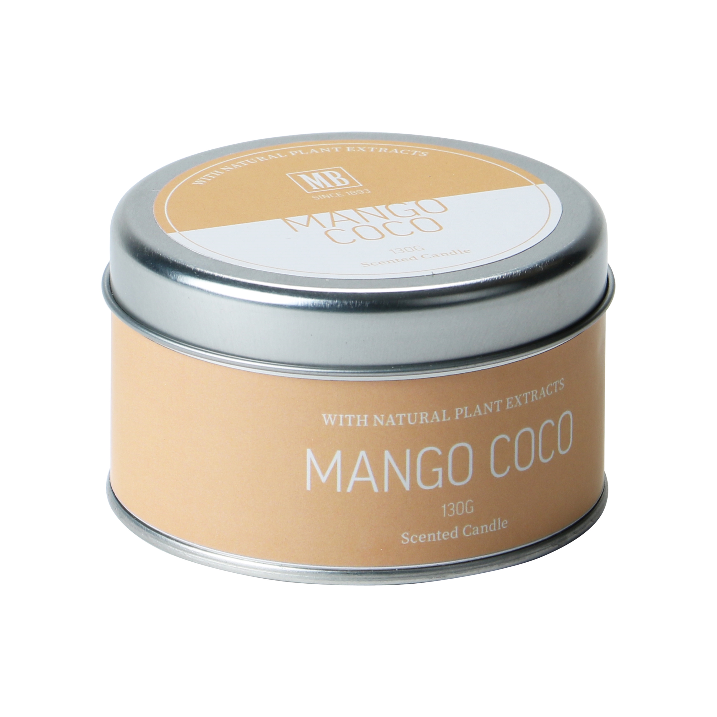Afbeeldingen van Geurkaars 8,7x5,3 cm in blikje, geur Mango en cocos