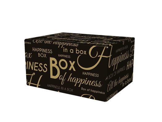 Afbeeldingen van Pakketdoos G150 Happiness 49x39x15 cm kraft zwart (uc)