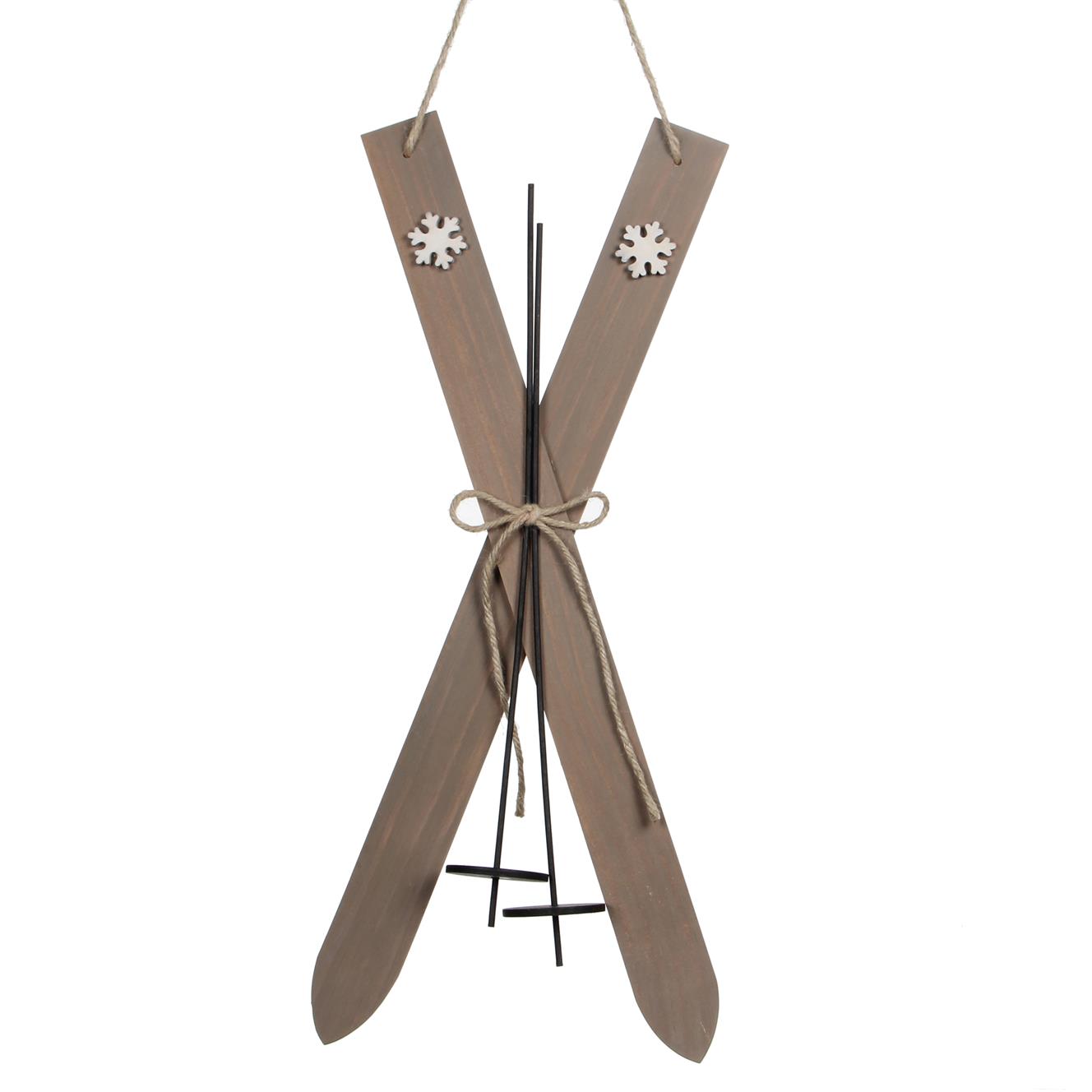 Afbeeldingen van Hangdecoratie ski's bruin 24,5x2x57,5 cm (ucl)