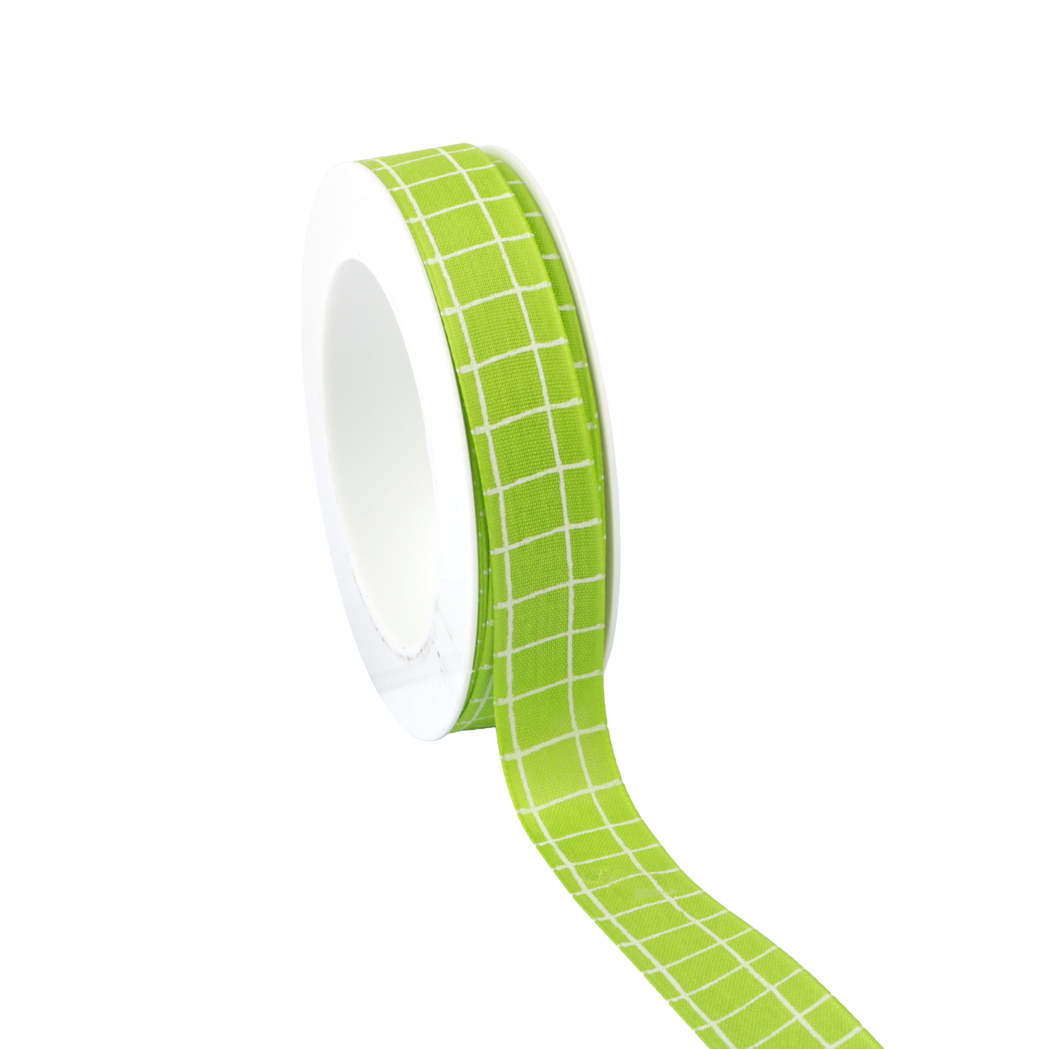 Afbeeldingen van Rol textiellint 25 mm 18 mtr raster limegroen