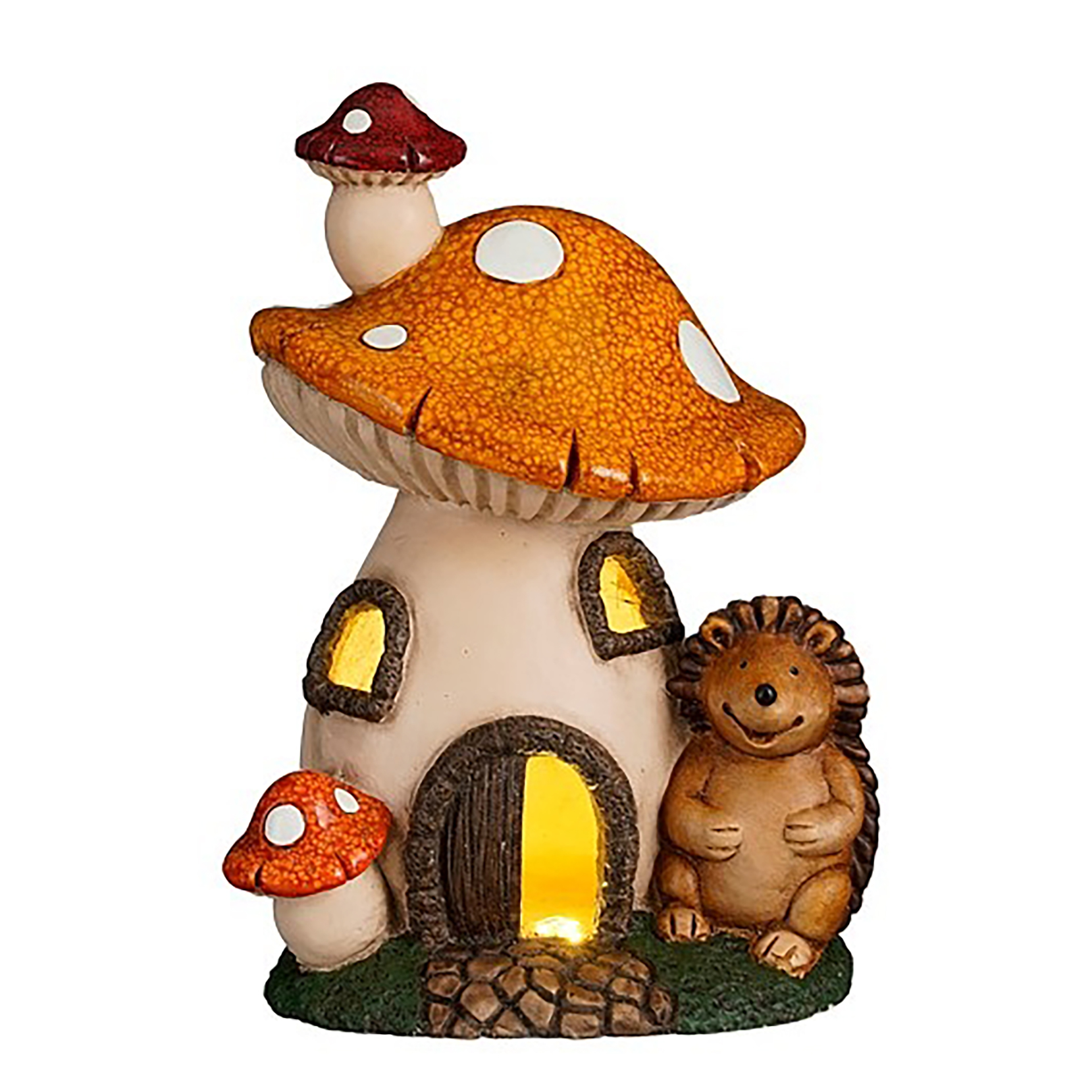 Afbeeldingen van Decoratie paddenstoel huis 26x22,5x36,5 cm met led verlichting