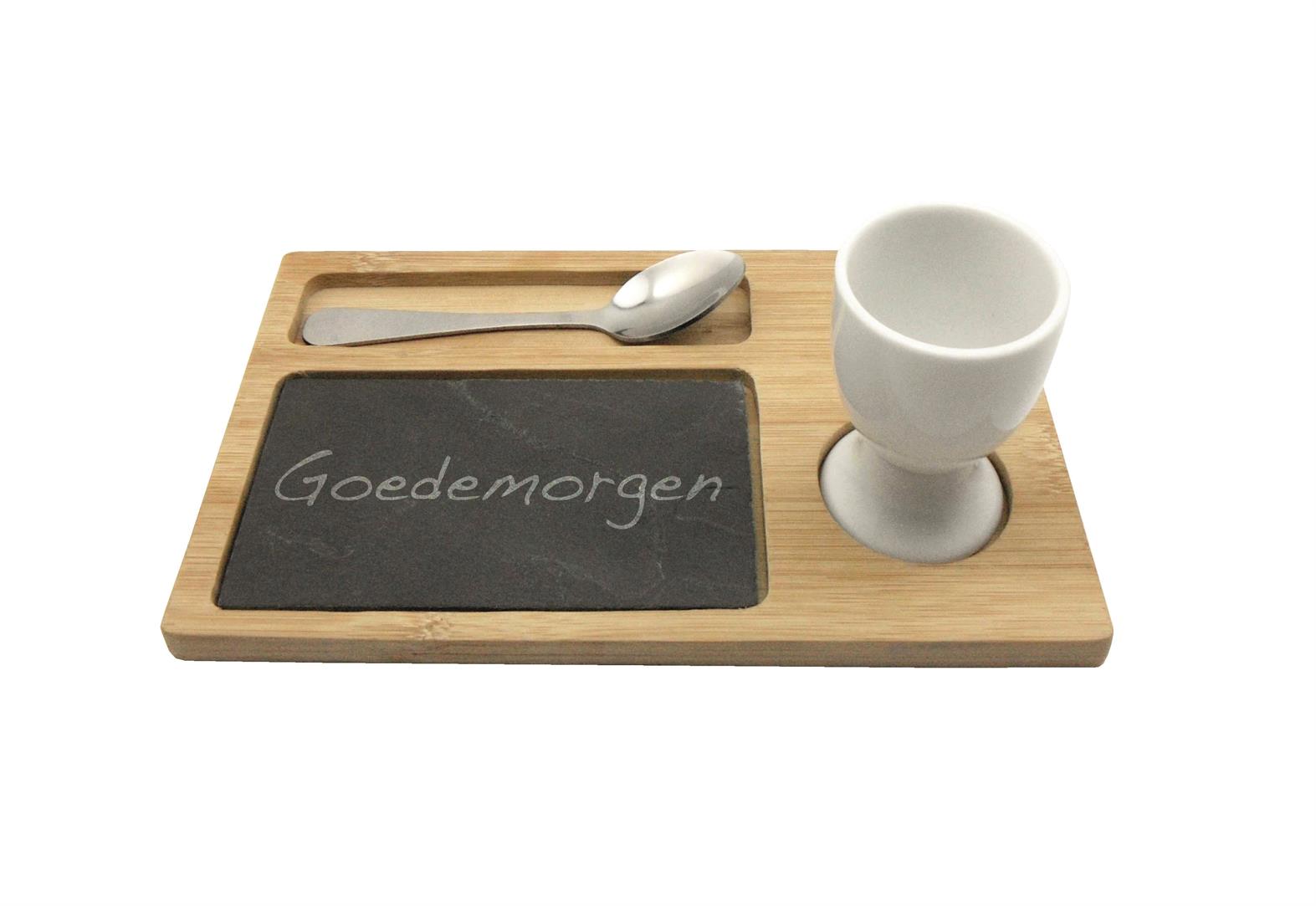 Afbeeldingen van Ontbijtplank met lepeltje en eierdop (uc)