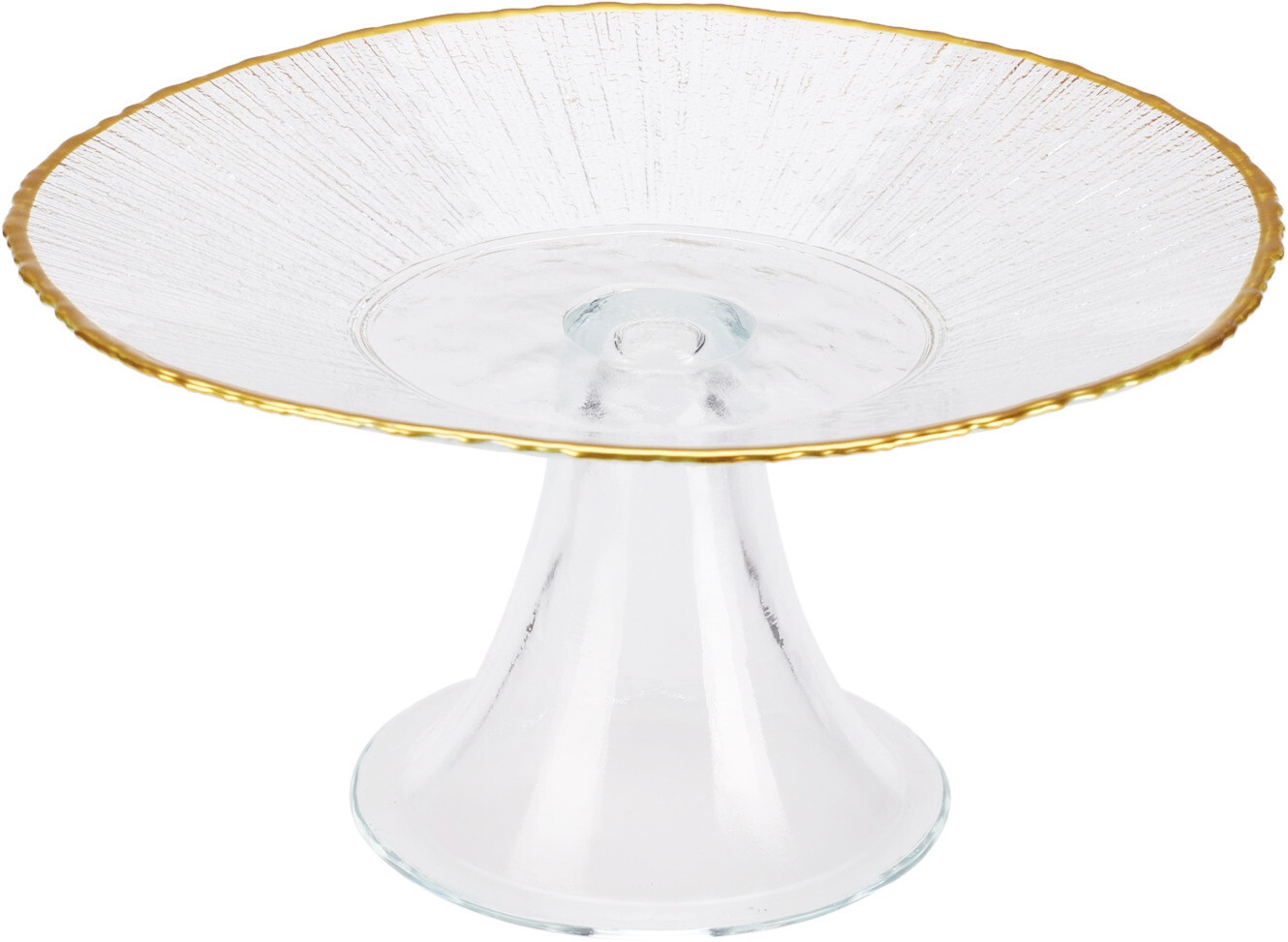 Afbeeldingen van Taartplateau glas ø21x9,5 cm met gouden rand