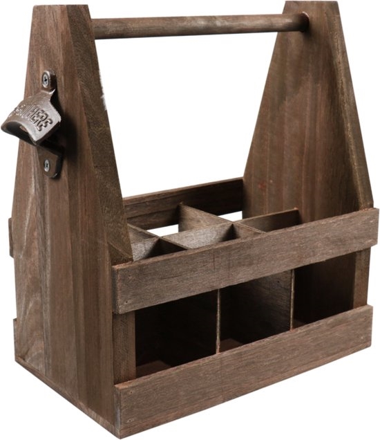Afbeeldingen van Houten bierdrager 6-vaks 25x16x27,5 cm