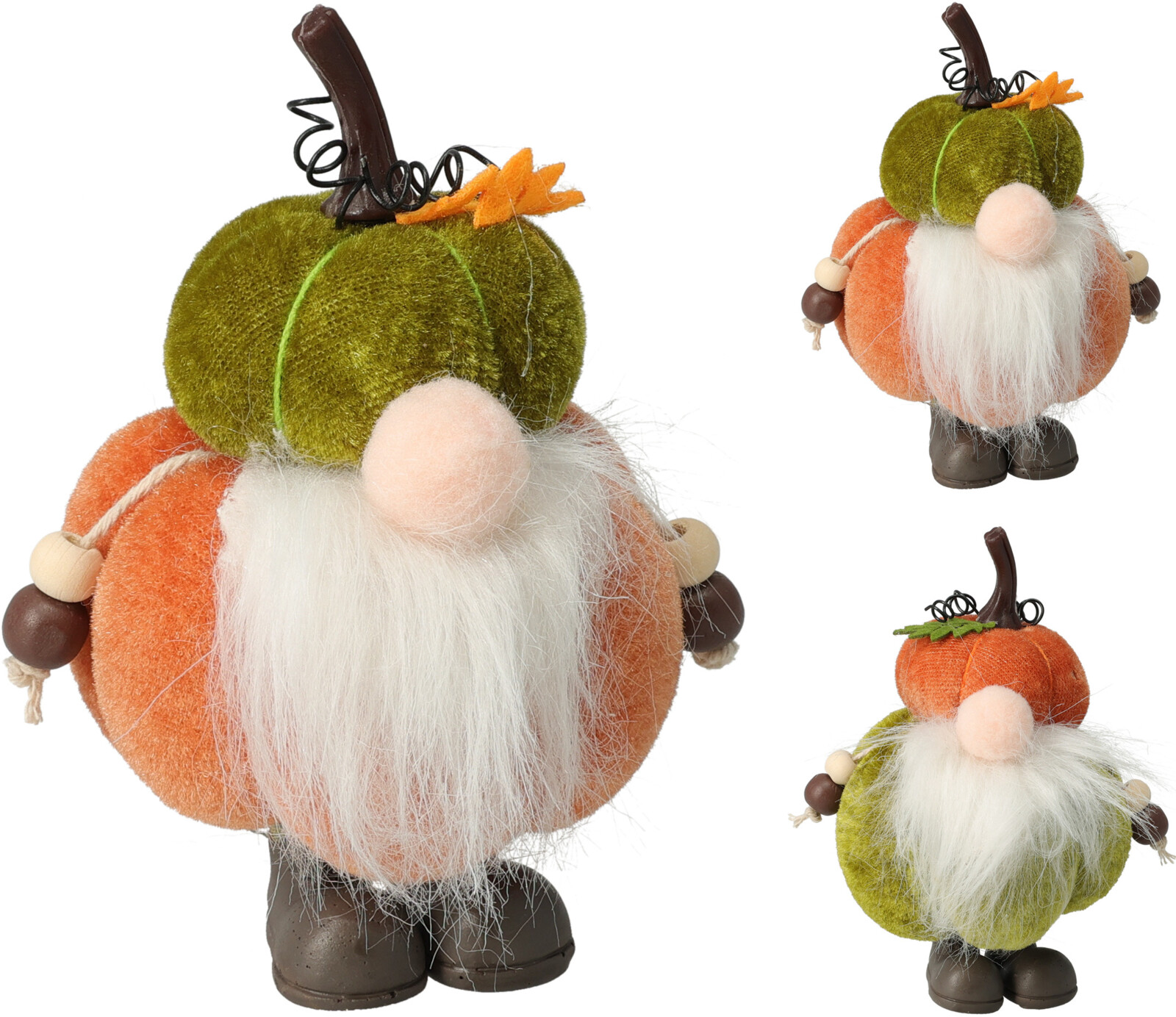 Afbeeldingen van Gnoom met pompoen 10 cm 2 assorti