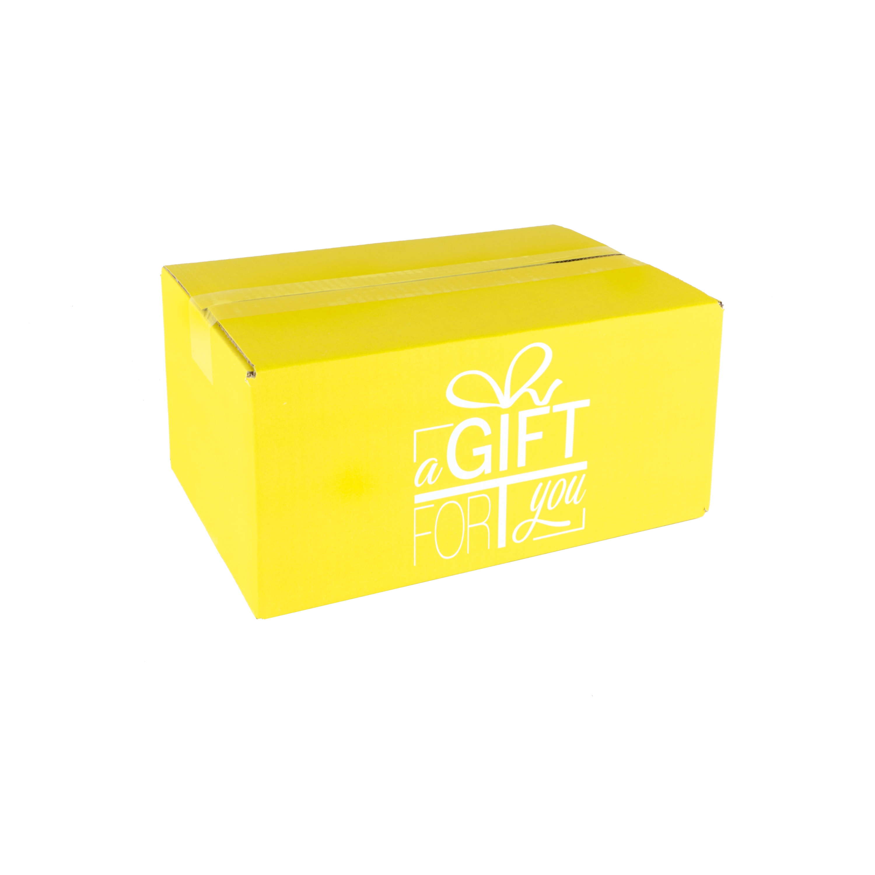 Afbeeldingen van Pakketdoos A140 a gift for you 31x20x14 cm geel