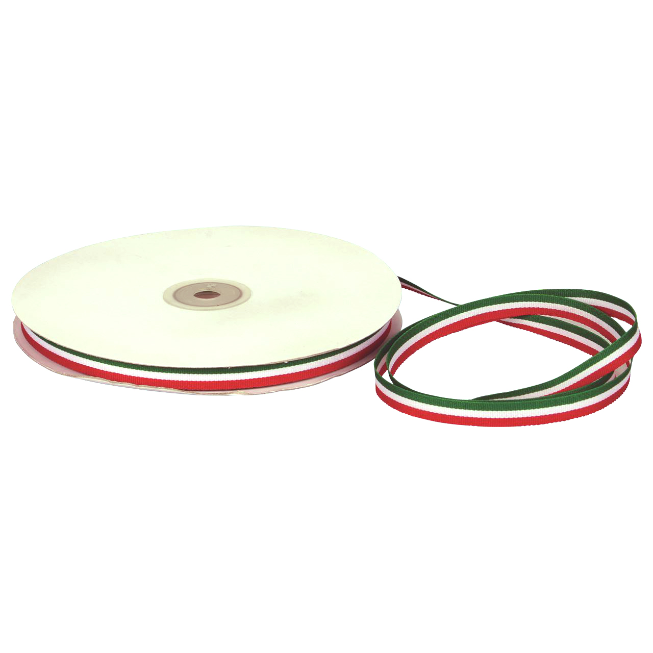 Afbeeldingen van Rol textiellint 10 mm 50 mtr Italië groen/wit/rood
