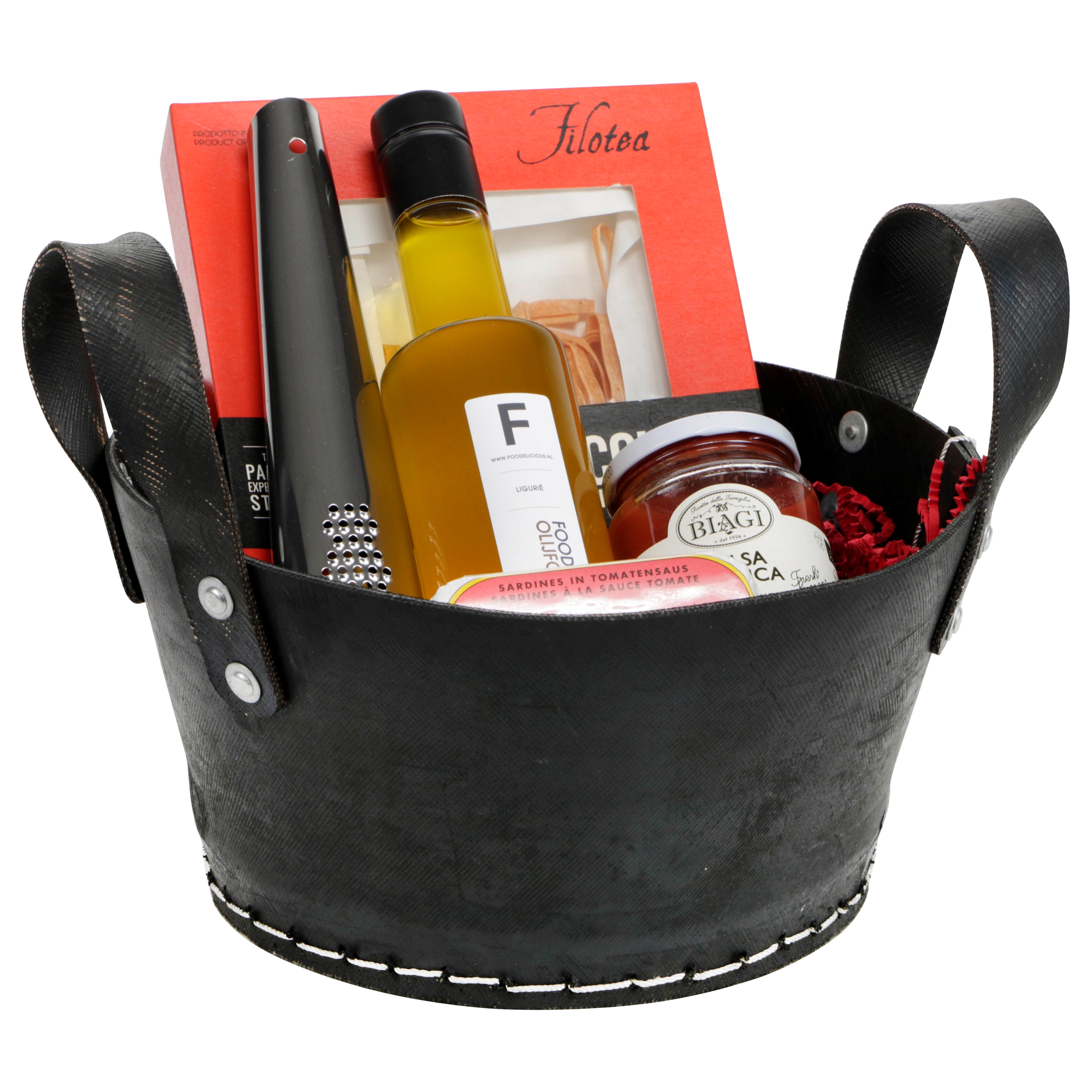 Afbeeldingen van Mand rond 29x15 cm van rubber zwart met grepen