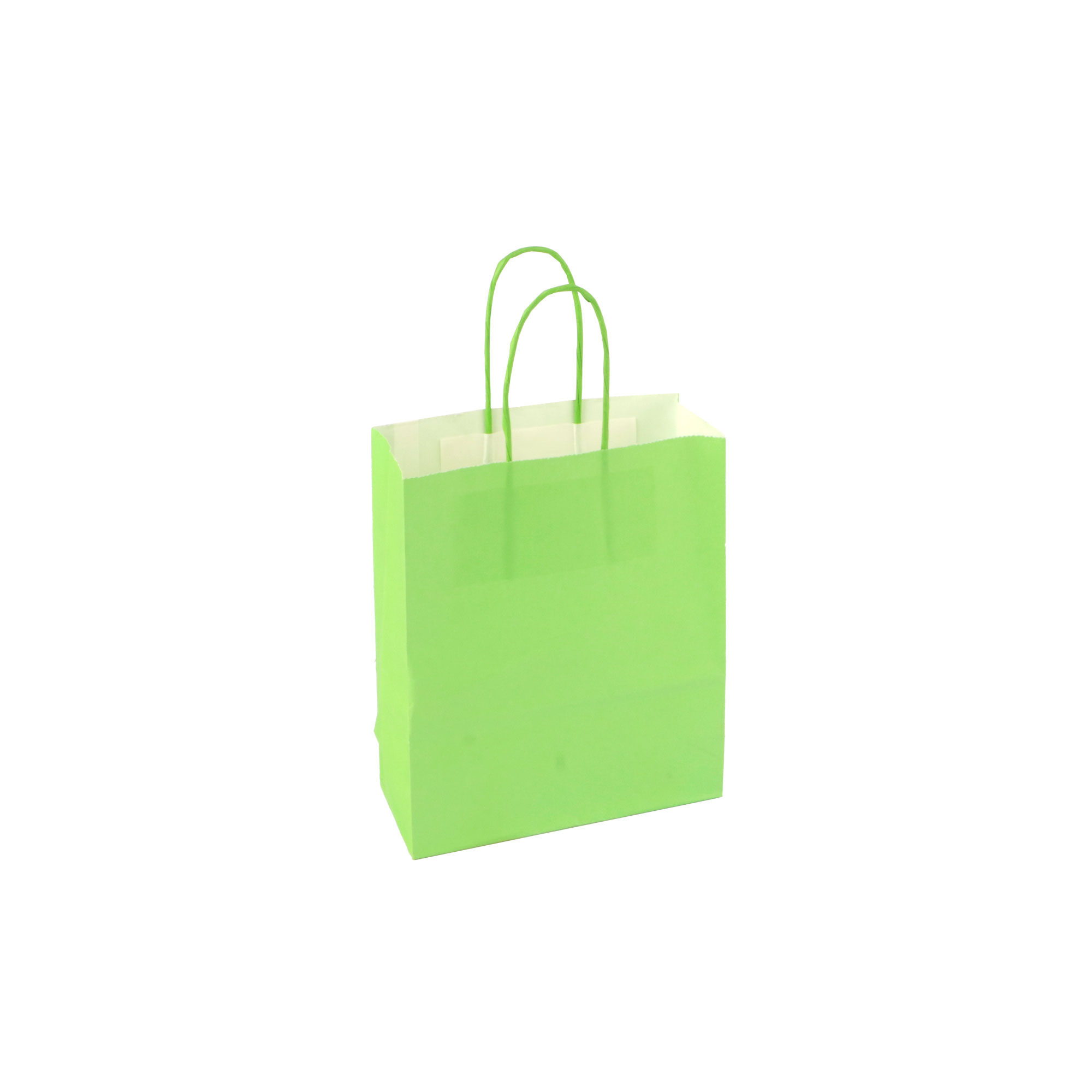 Afbeeldingen van Pak à 50 papieren tas lime groen 18+8x22 cm 90grs
