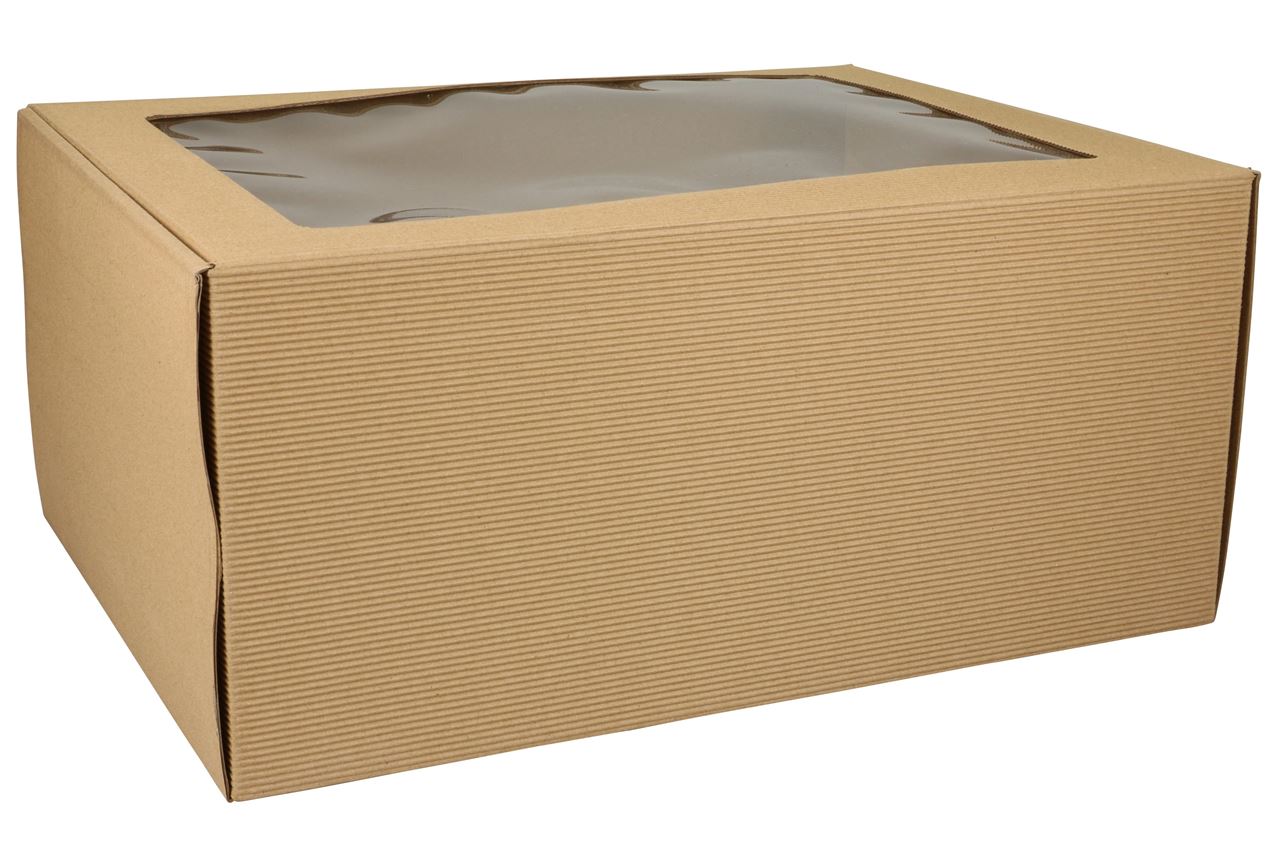 Afbeeldingen van Pak à 10 vensterdoos 39x29,5x18 cm open golf kraft