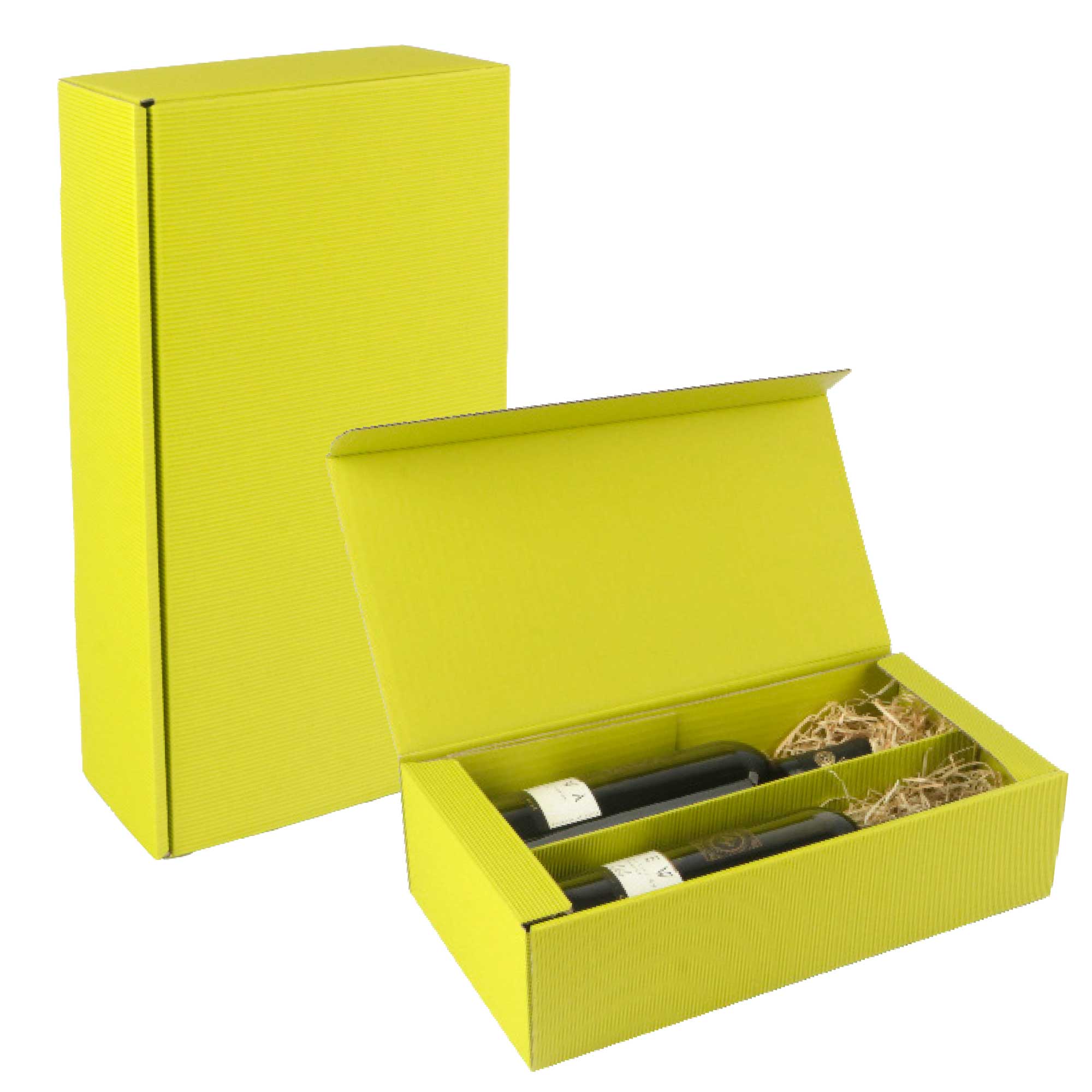 Afbeeldingen van Ds à 25 geschenkdoos 2 fles 36x18x9 cm open golf lime groen (ucl)