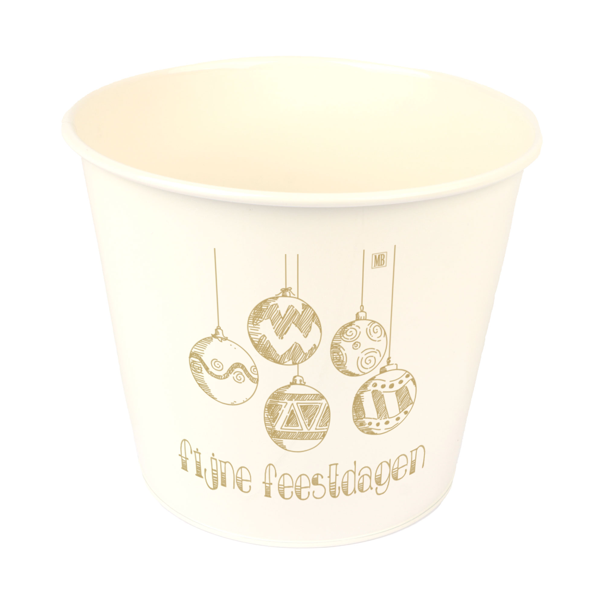 Afbeeldingen van Emmer 22/17x18,5 cm wit, Fijne Feestdagen