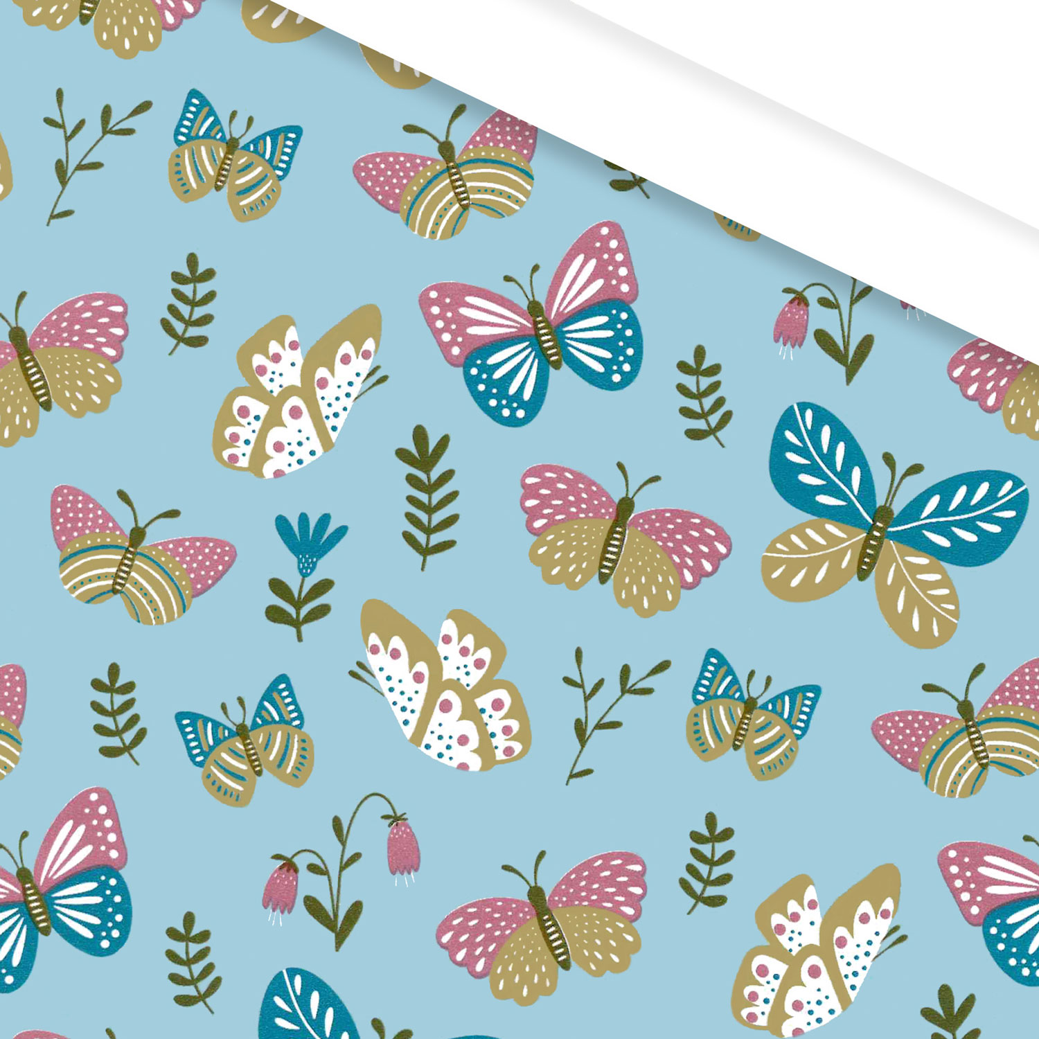 Afbeeldingen van Rol kadopapier 30 cm 100 mtr vlinders