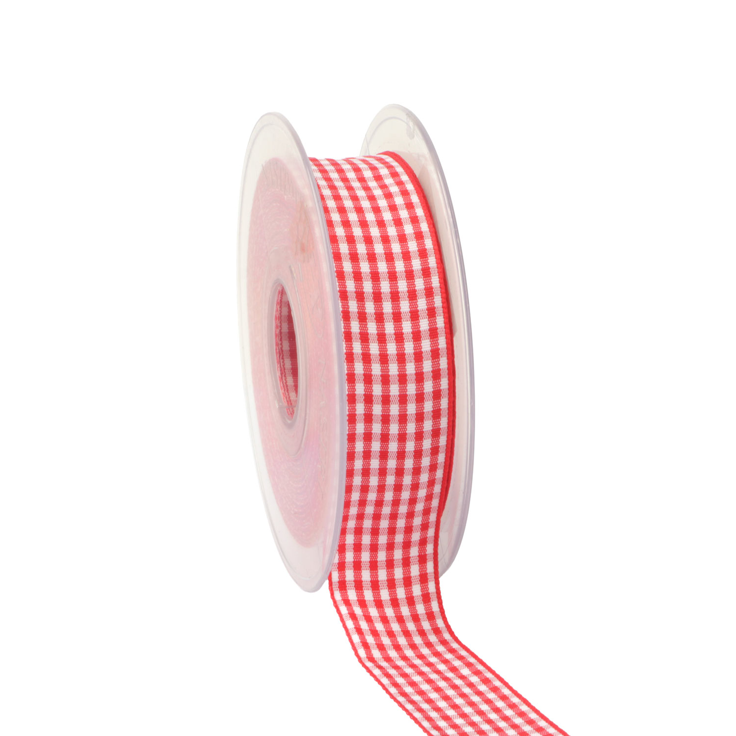 Afbeeldingen van Rol textiellint 25 mm 20 mtr ruit rood/wit
