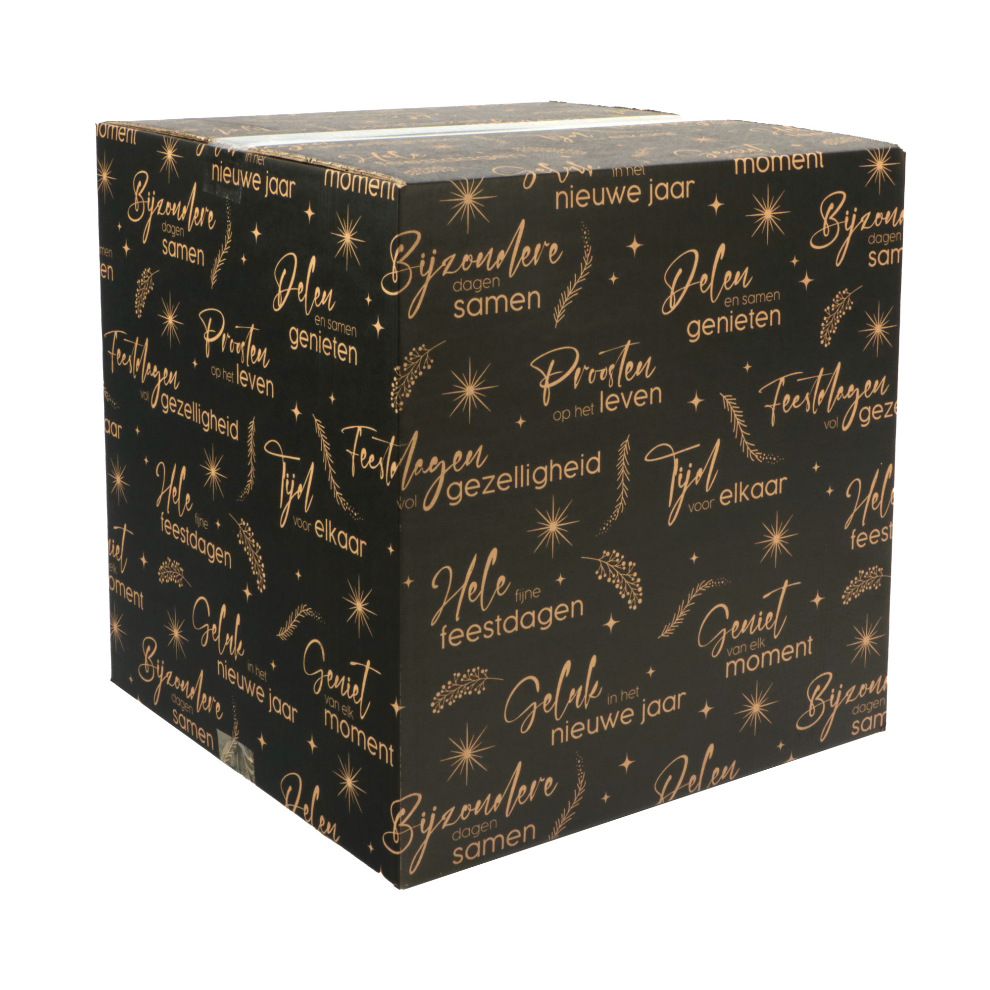 Afbeeldingen van Kerstdoos kerstwensen 39x39x40 cm zwart