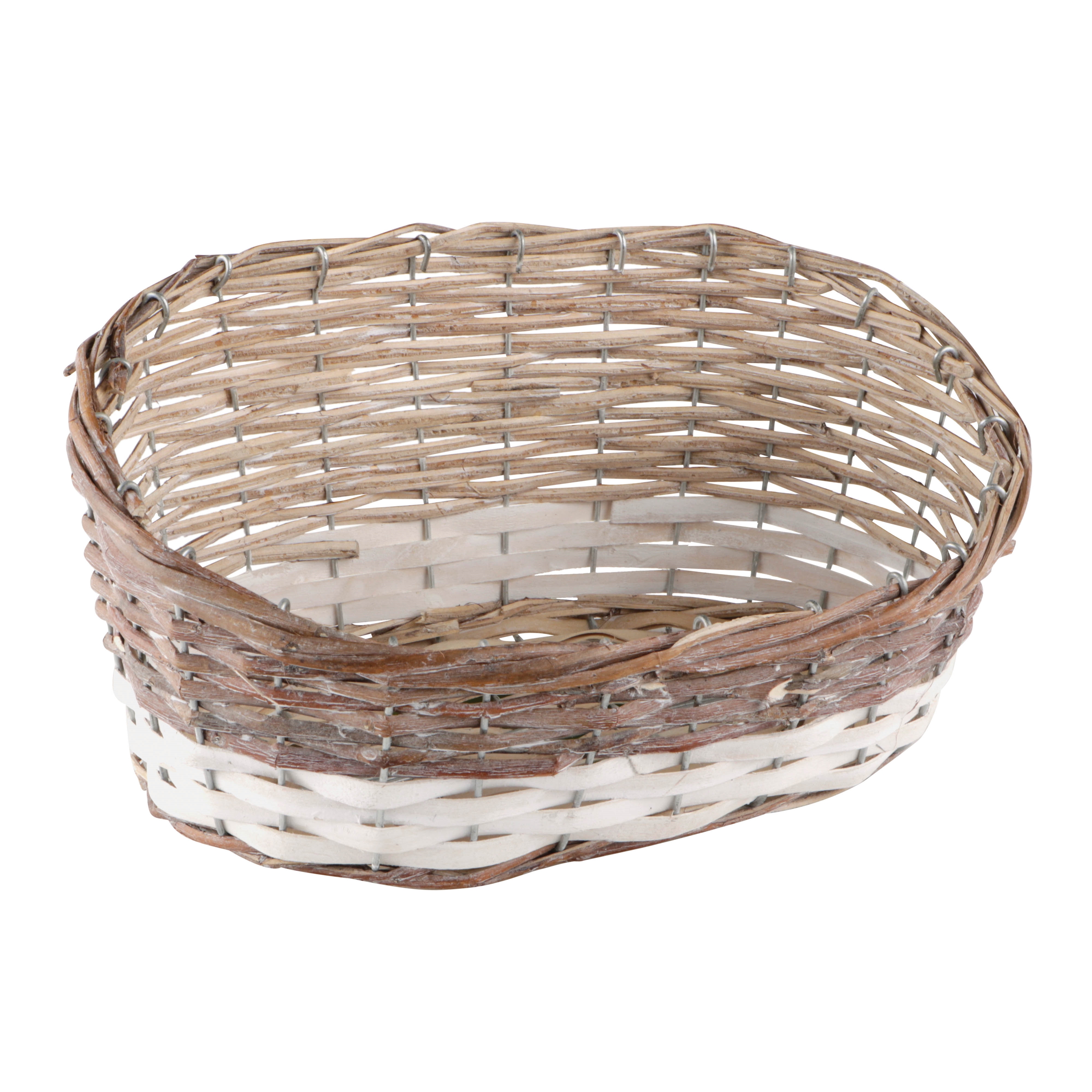 Afbeeldingen van Mand ovaal 30x20x8/14 cm bruin/wit