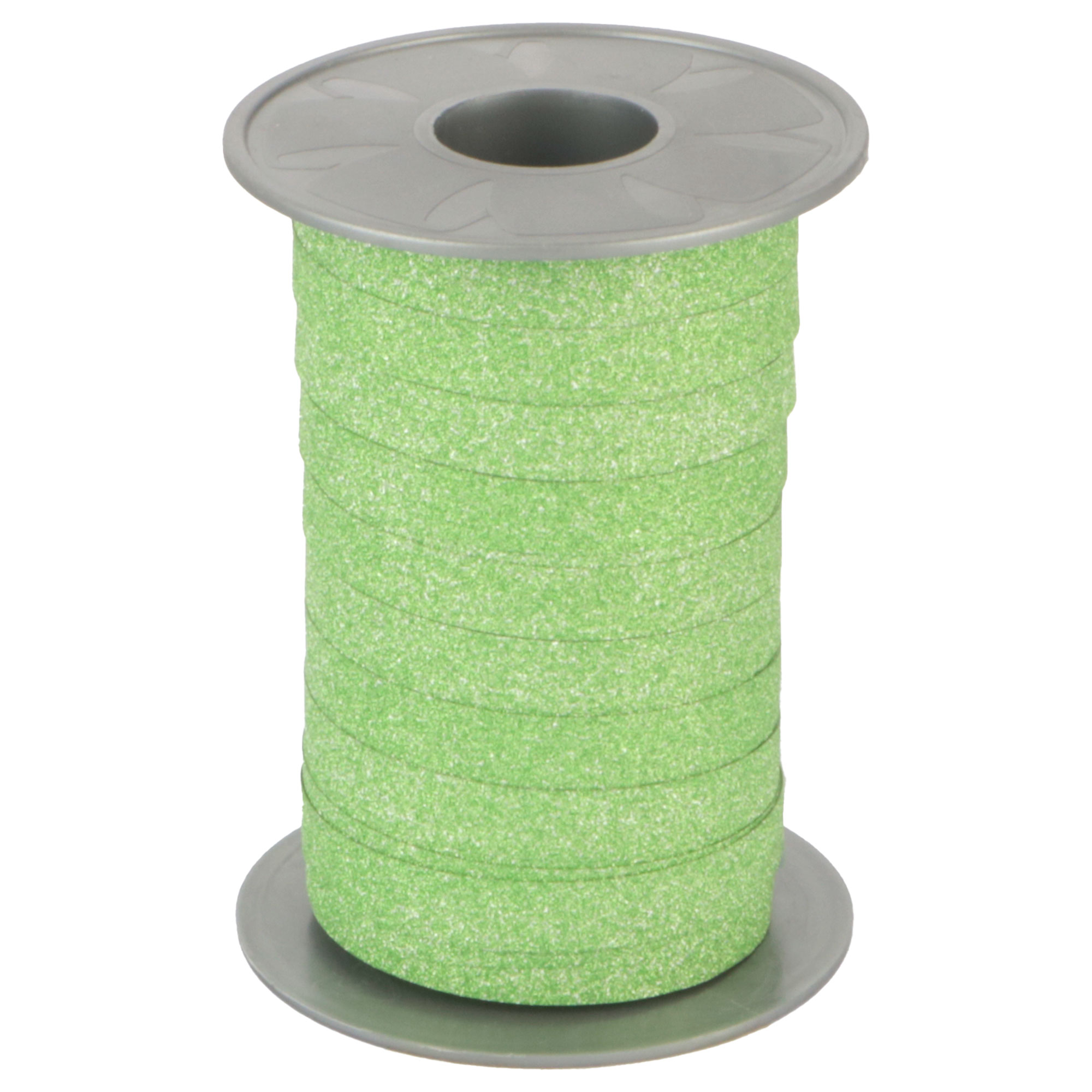 Afbeeldingen van Rol krullint 10 mm 100 mtr glitter grasgroen