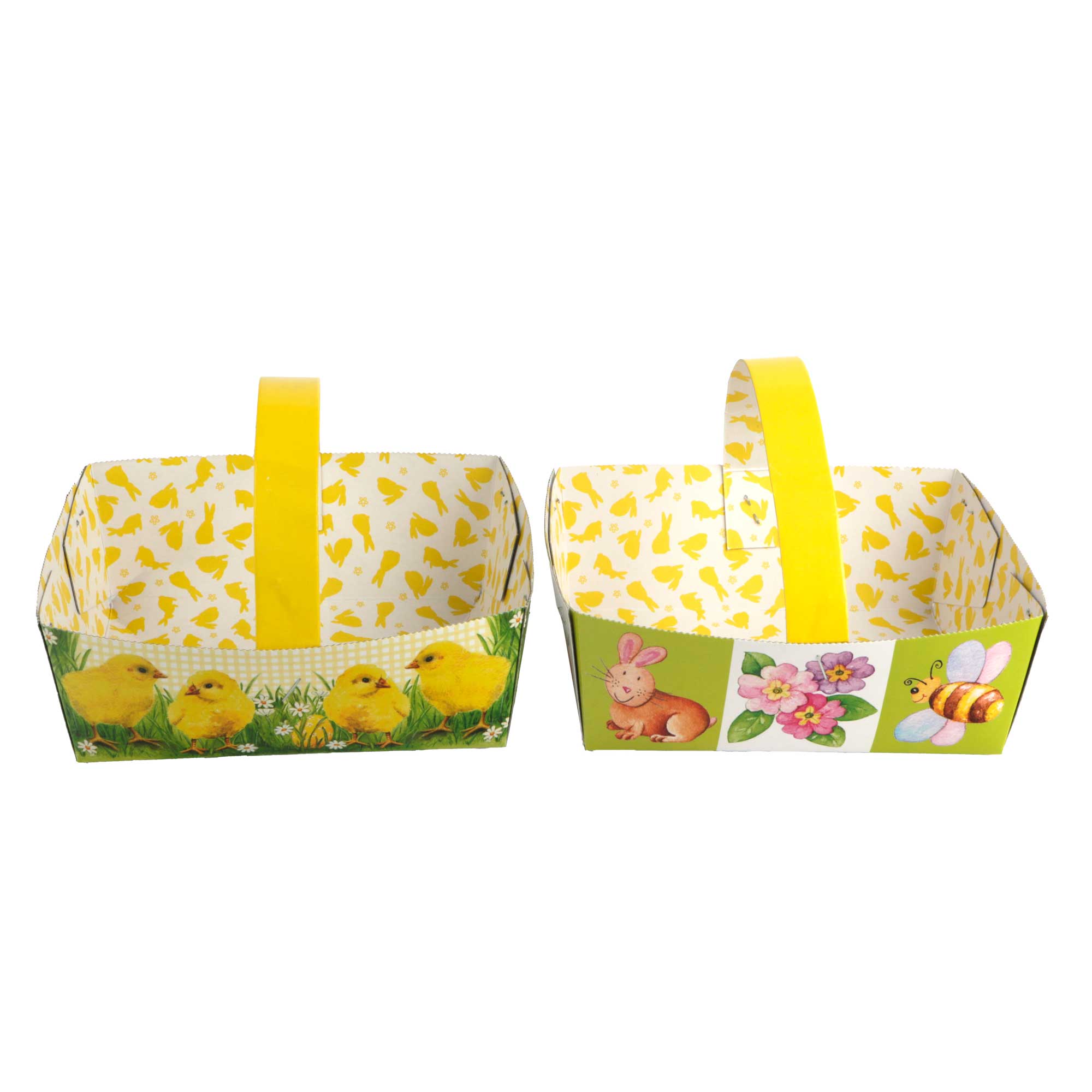 Afbeeldingen van Pak à 25 kartonnen mand Voorjaar 16x14x5/12 cm 2 assorti